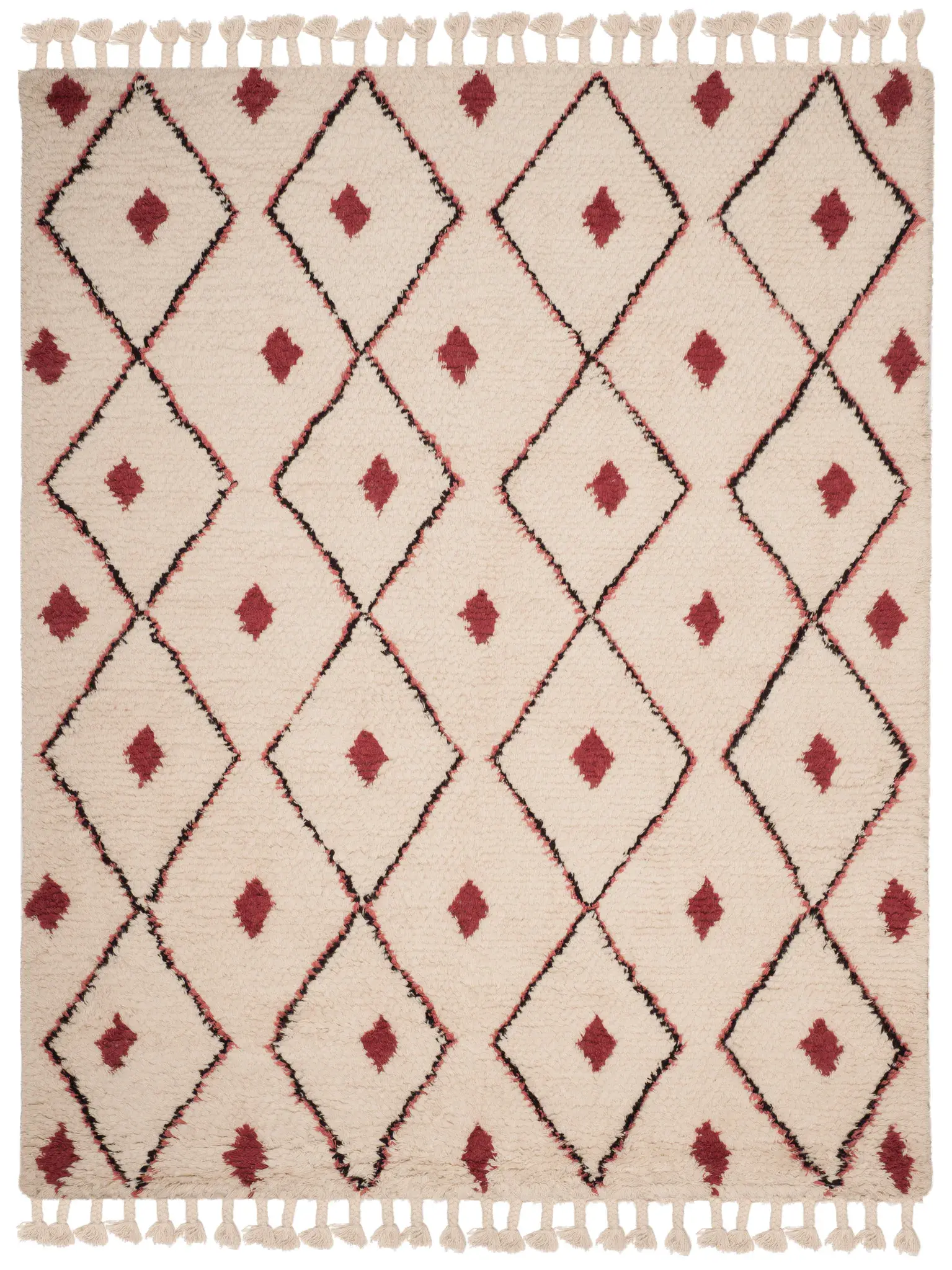 Casablanca Diamond Motif Trellis Hand-Tufted Shag Wool Rug
