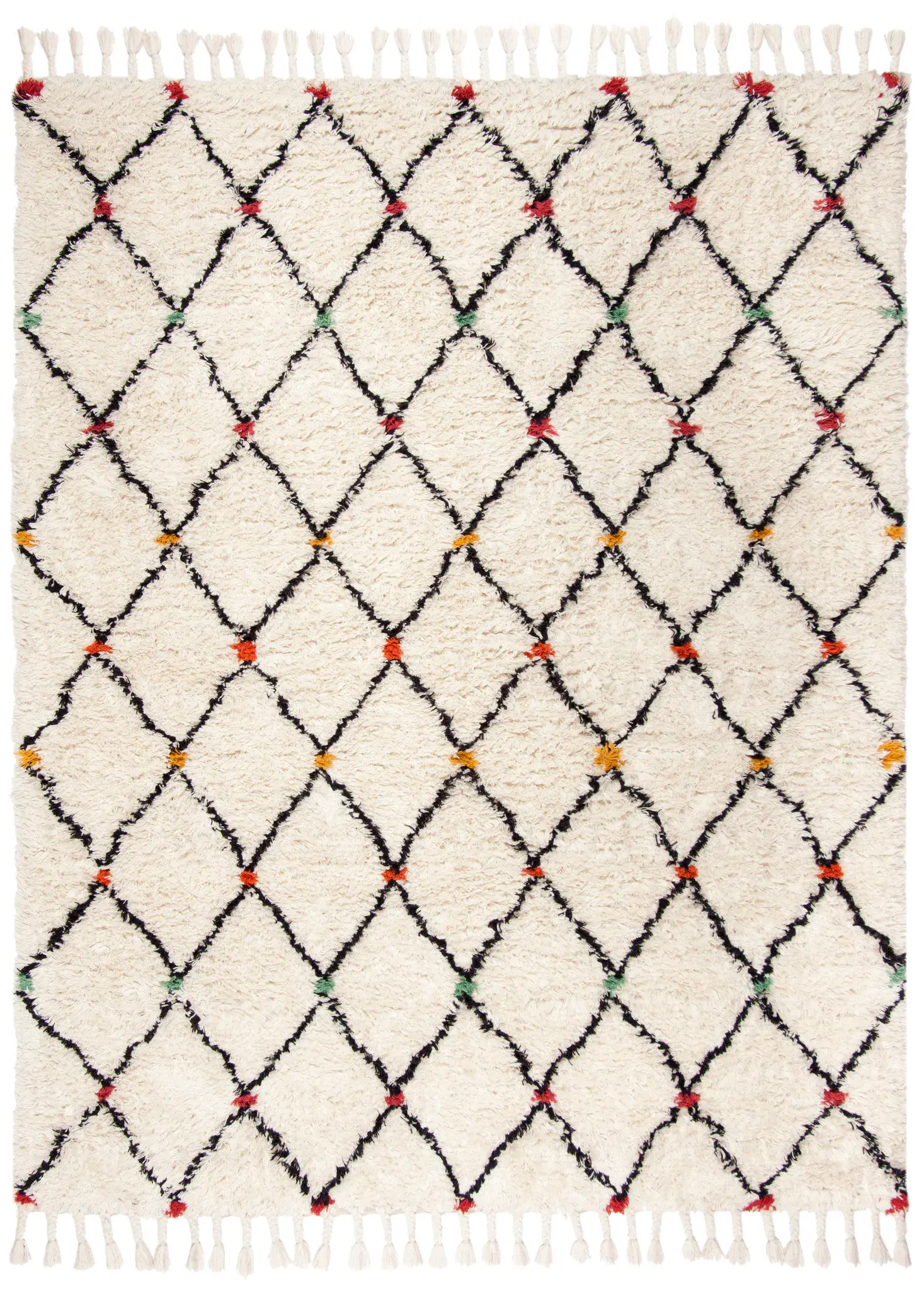 Casablanca Dot Trellis Hand-Tufted Shag Wool Rug