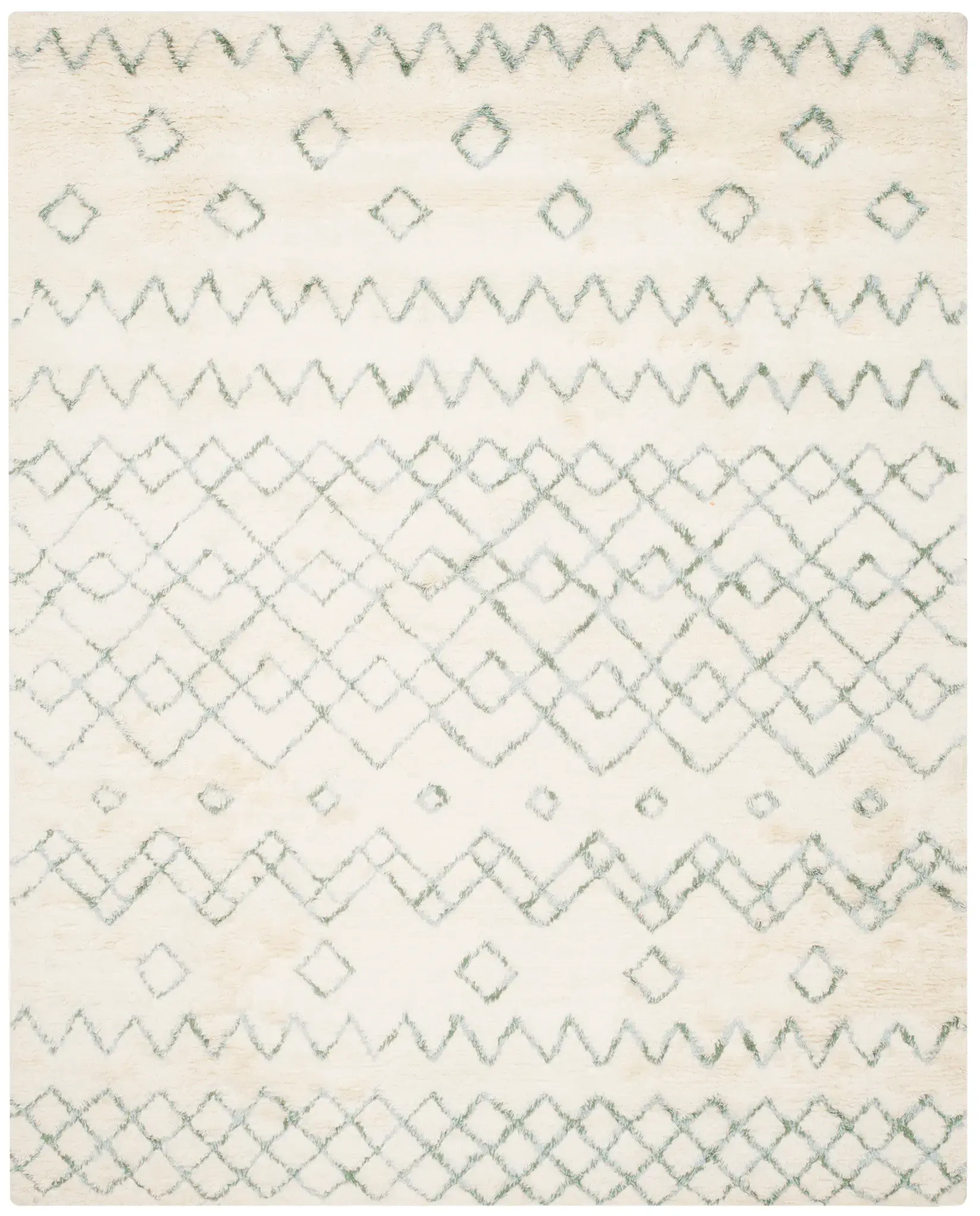 Casablanca Banded Geometric Hand-Tufted Shag Rug