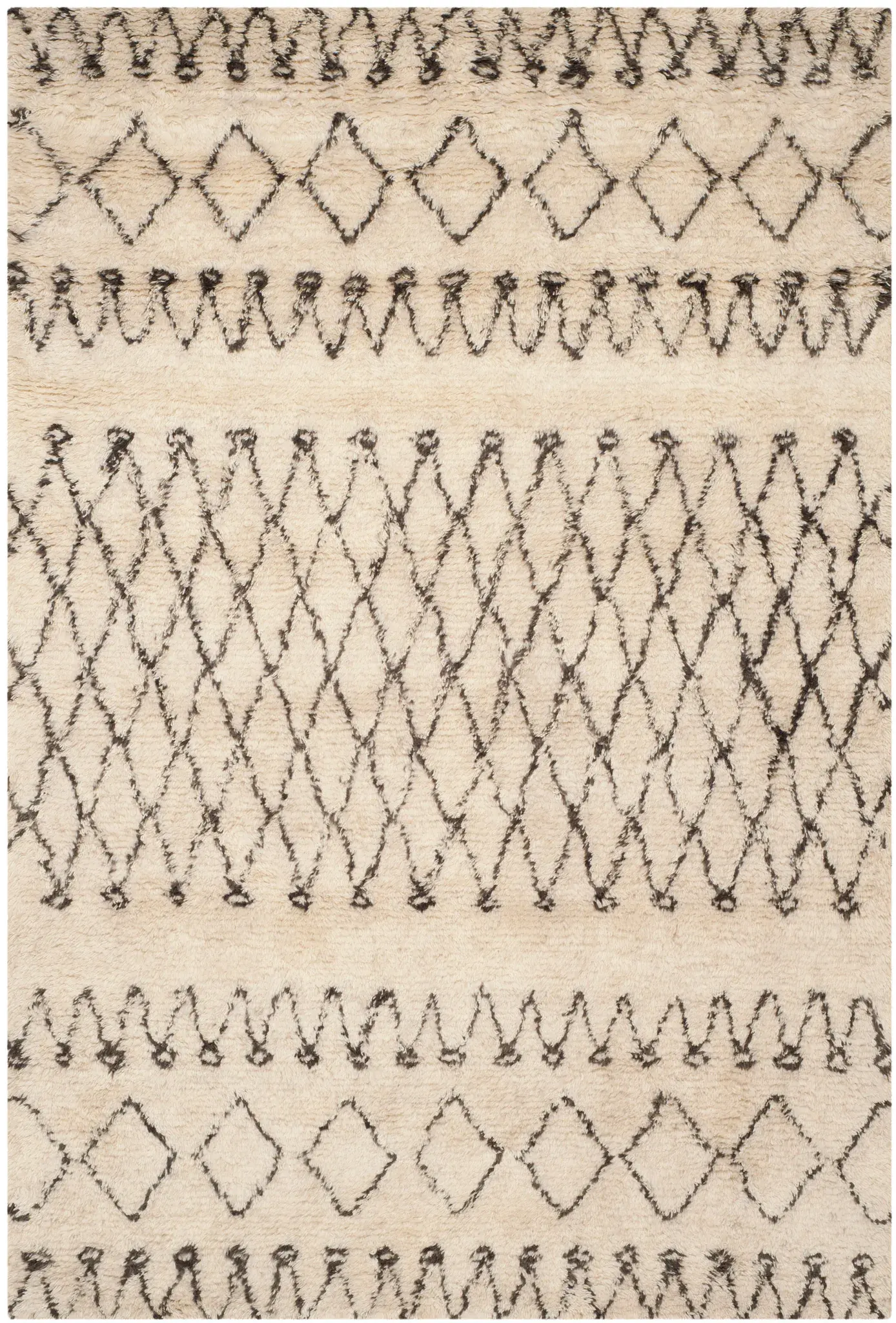 Casablanca Banded Diamond Hand-Tufted Shag Rug