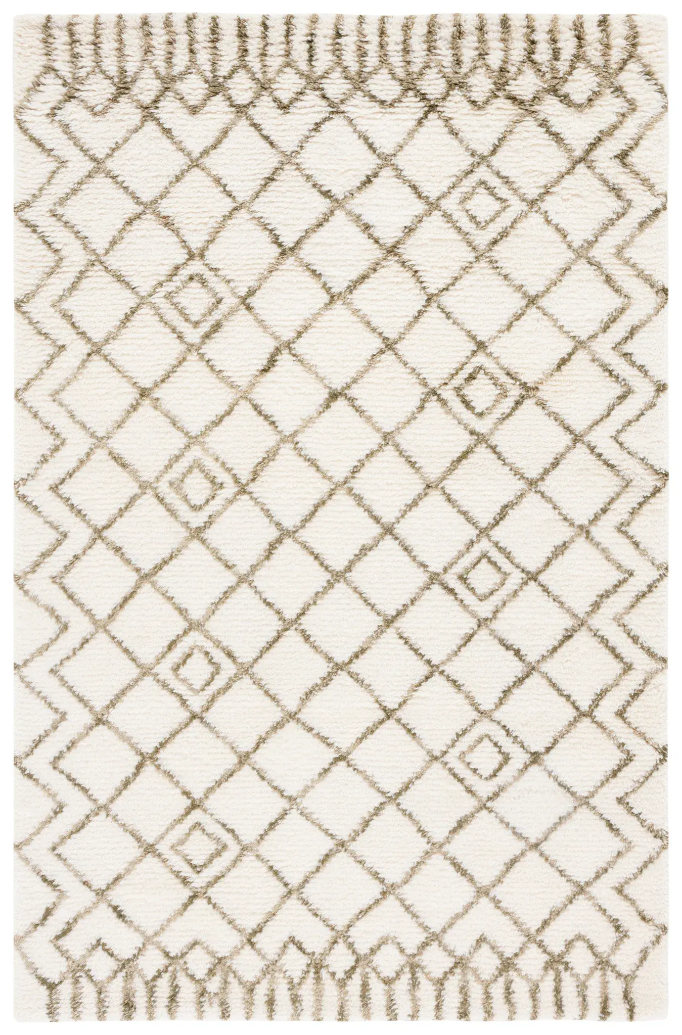 Casablanca Bordered Trellis Hand-Tufted Shag Rug