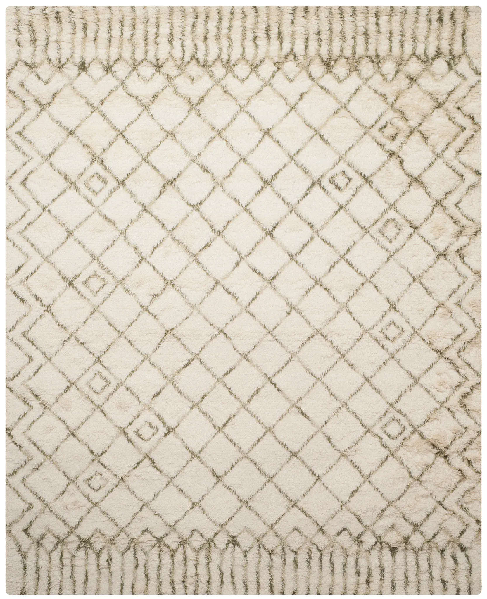 Casablanca Bordered Trellis Hand-Tufted Shag Rug