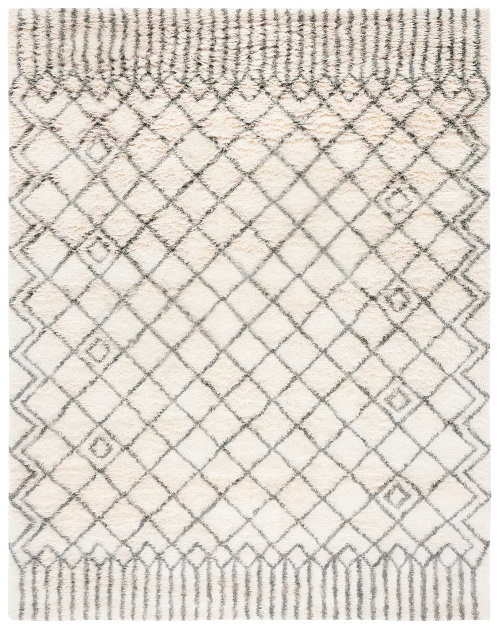 Casablanca Bordered Trellis Hand-Tufted Shag Rug