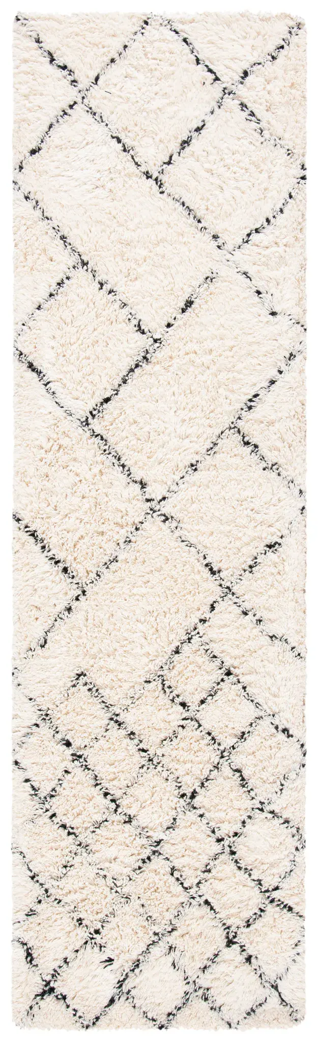 Casablanca Asymmetric Grid Hand-Tufted Shag Wool Rug