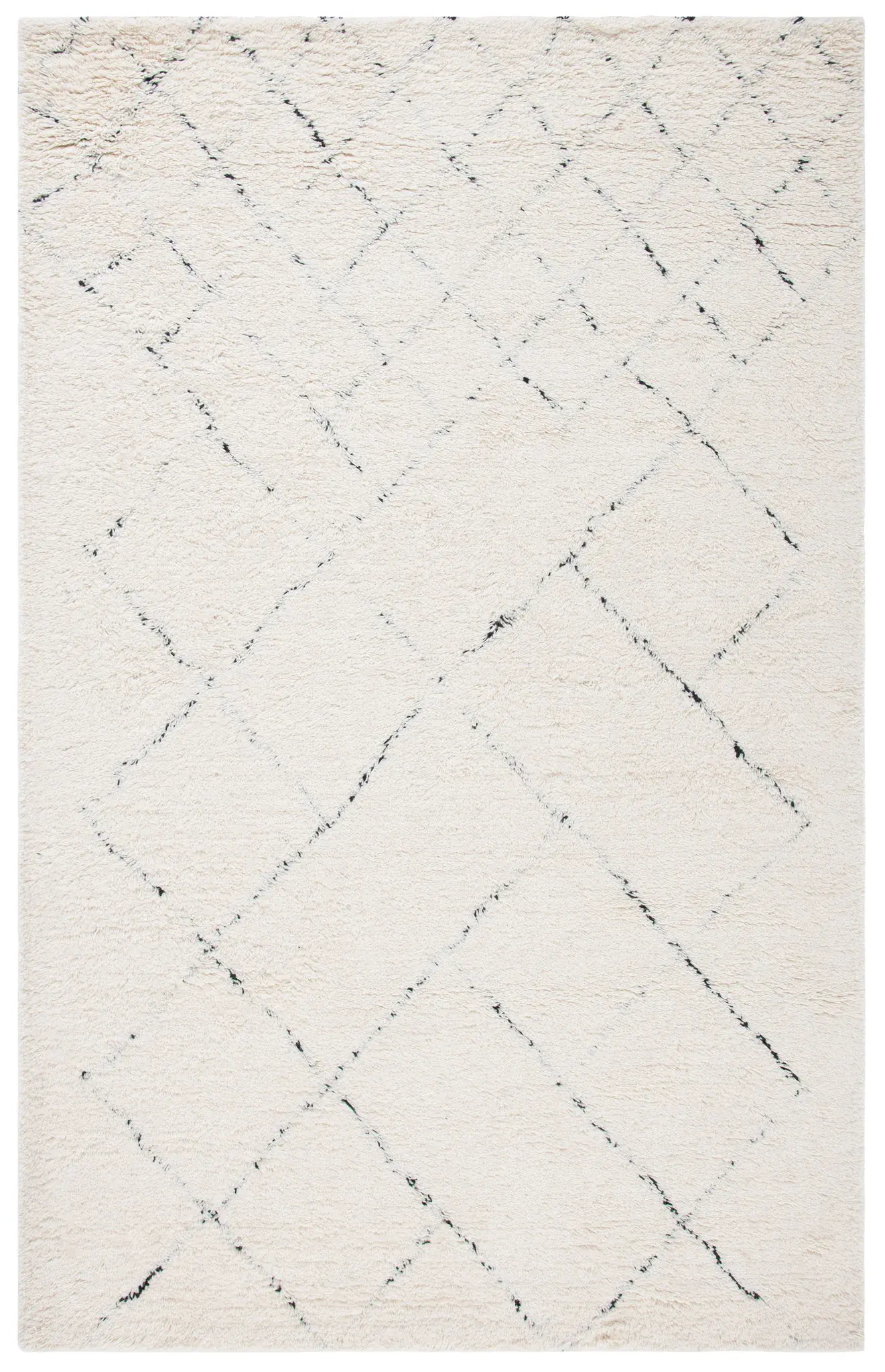 Casablanca Asymmetric Grid Hand-Tufted Shag Wool Rug