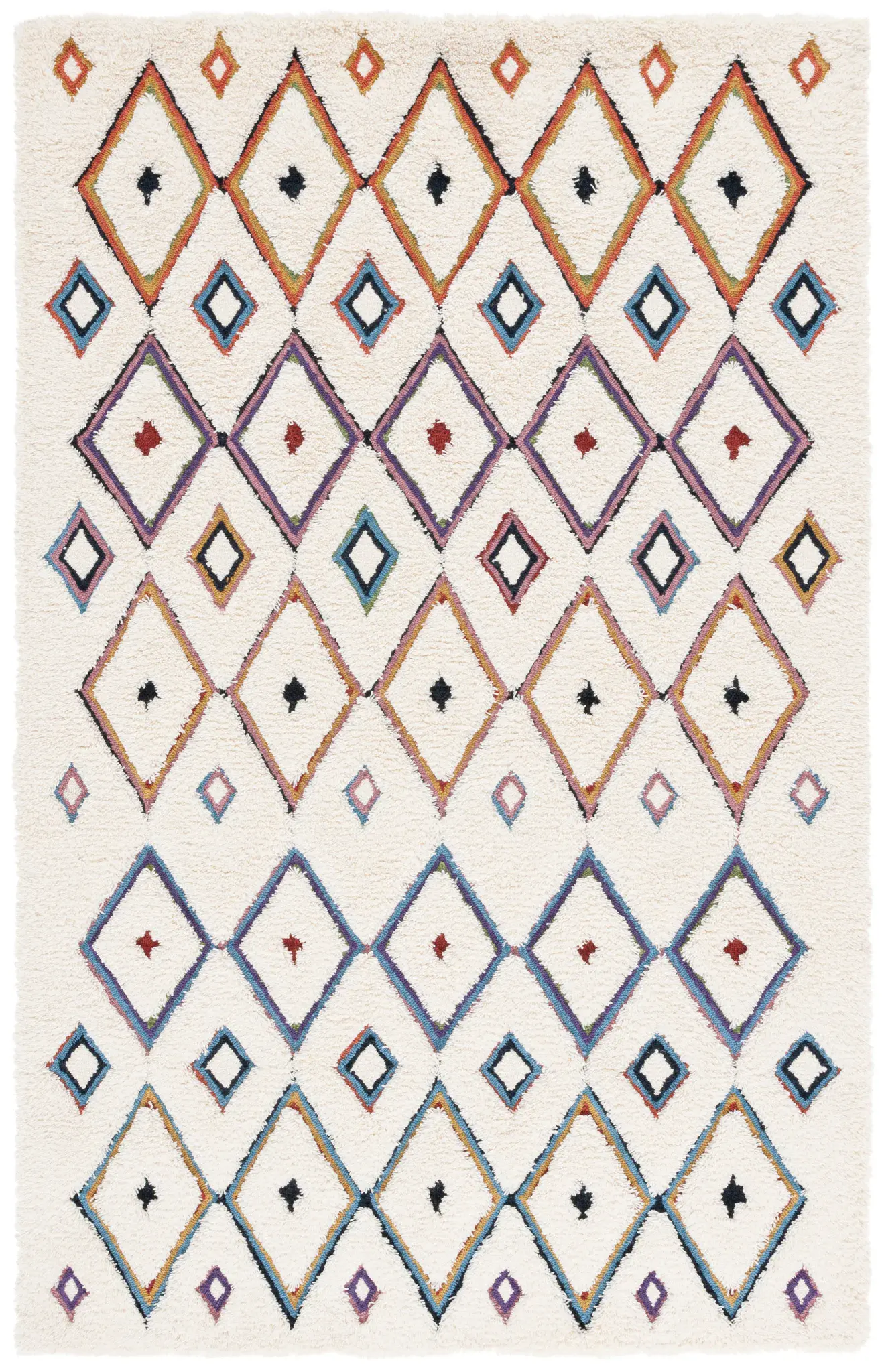 Casablanca Diamond Lattice Hand-Tufted Shag Wool Rug