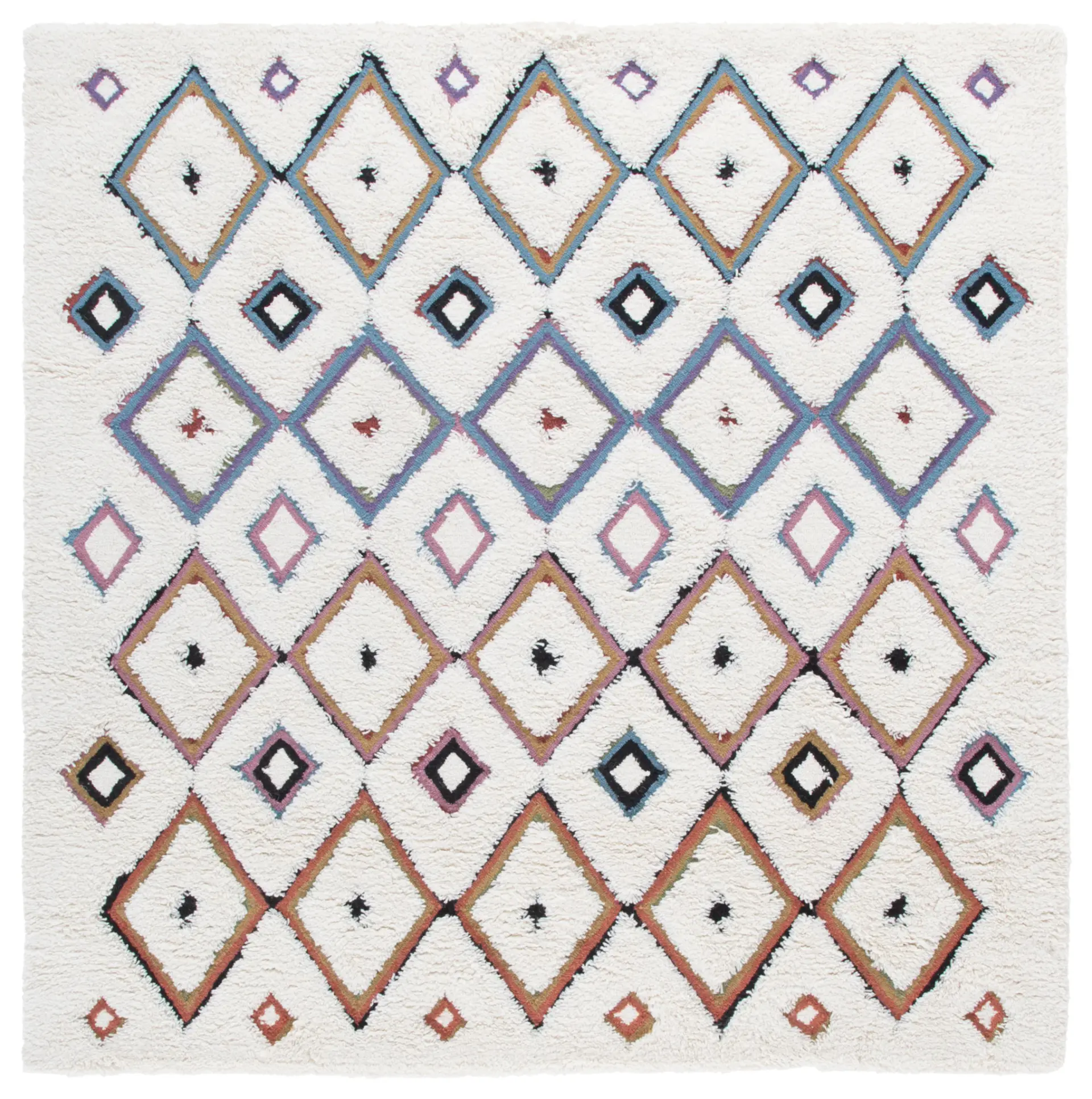 Casablanca Diamond Lattice Hand-Tufted Shag Wool Rug