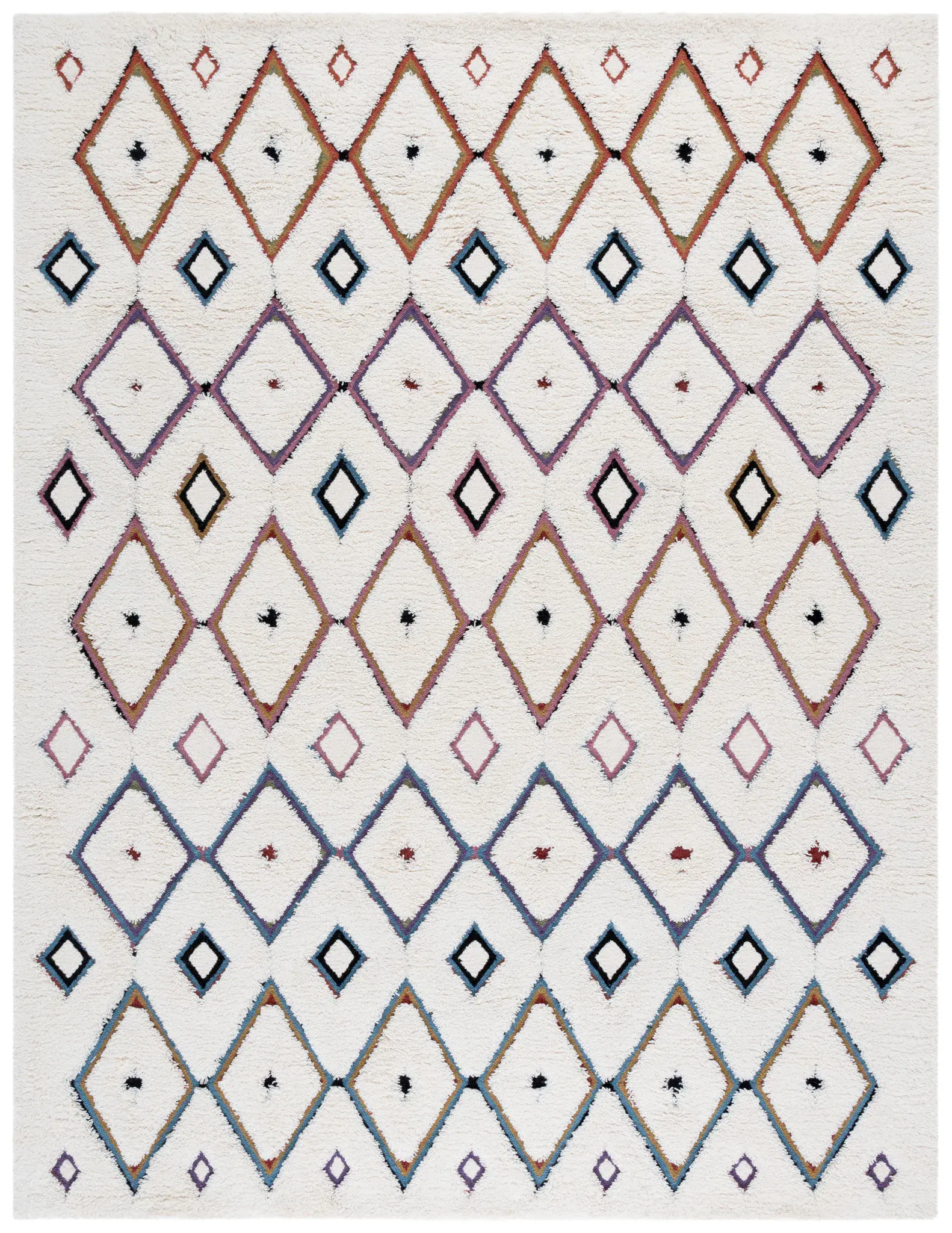 Casablanca Diamond Lattice Hand-Tufted Shag Wool Rug