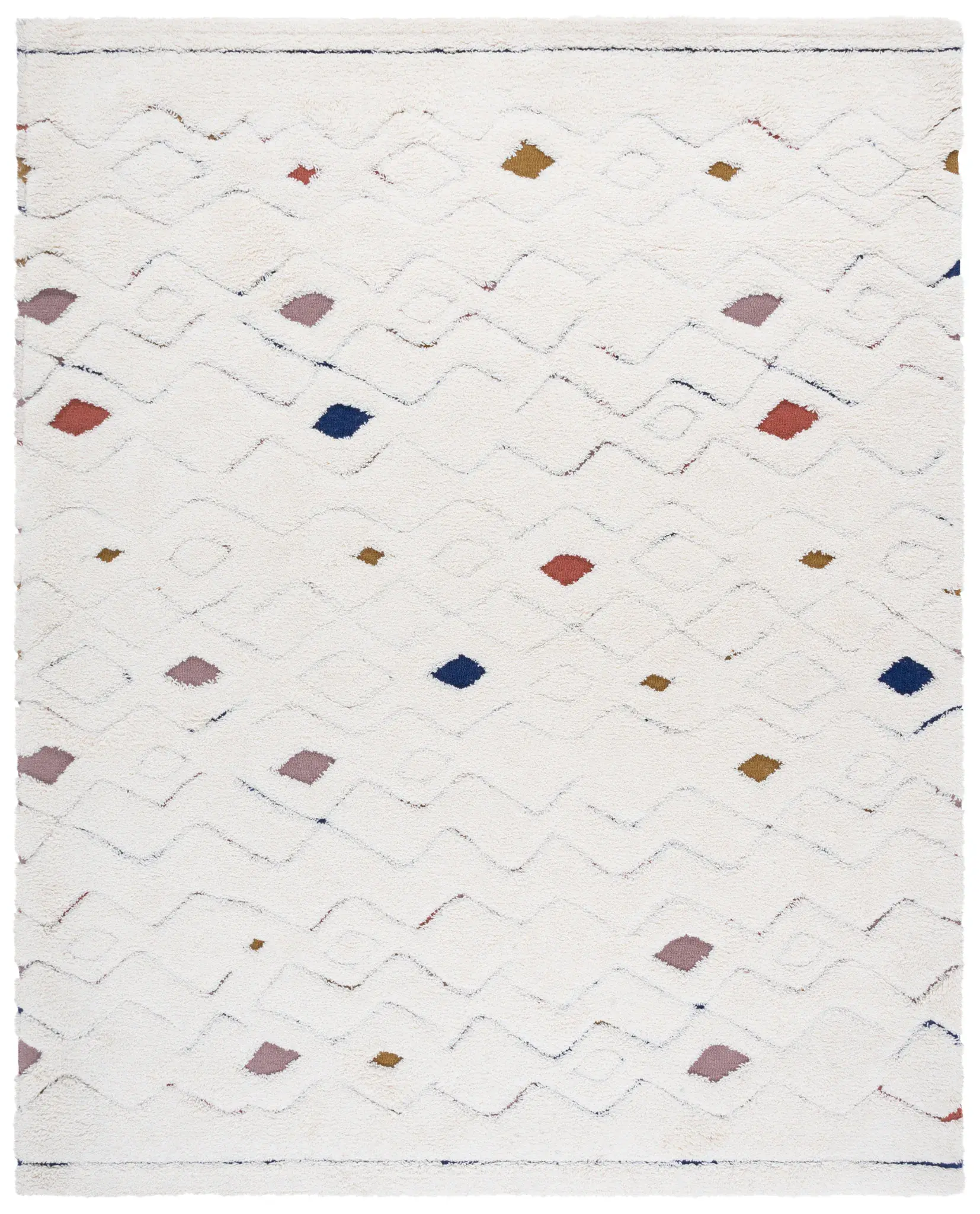 Casablanca Wavy Diamond Hand-Tufted Shag Wool Rug