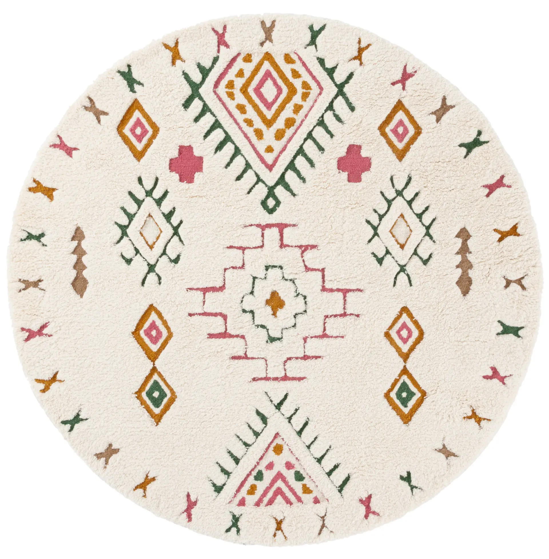 Casablanca Tribal Motif Hand-Tufted Shag Wool Rug