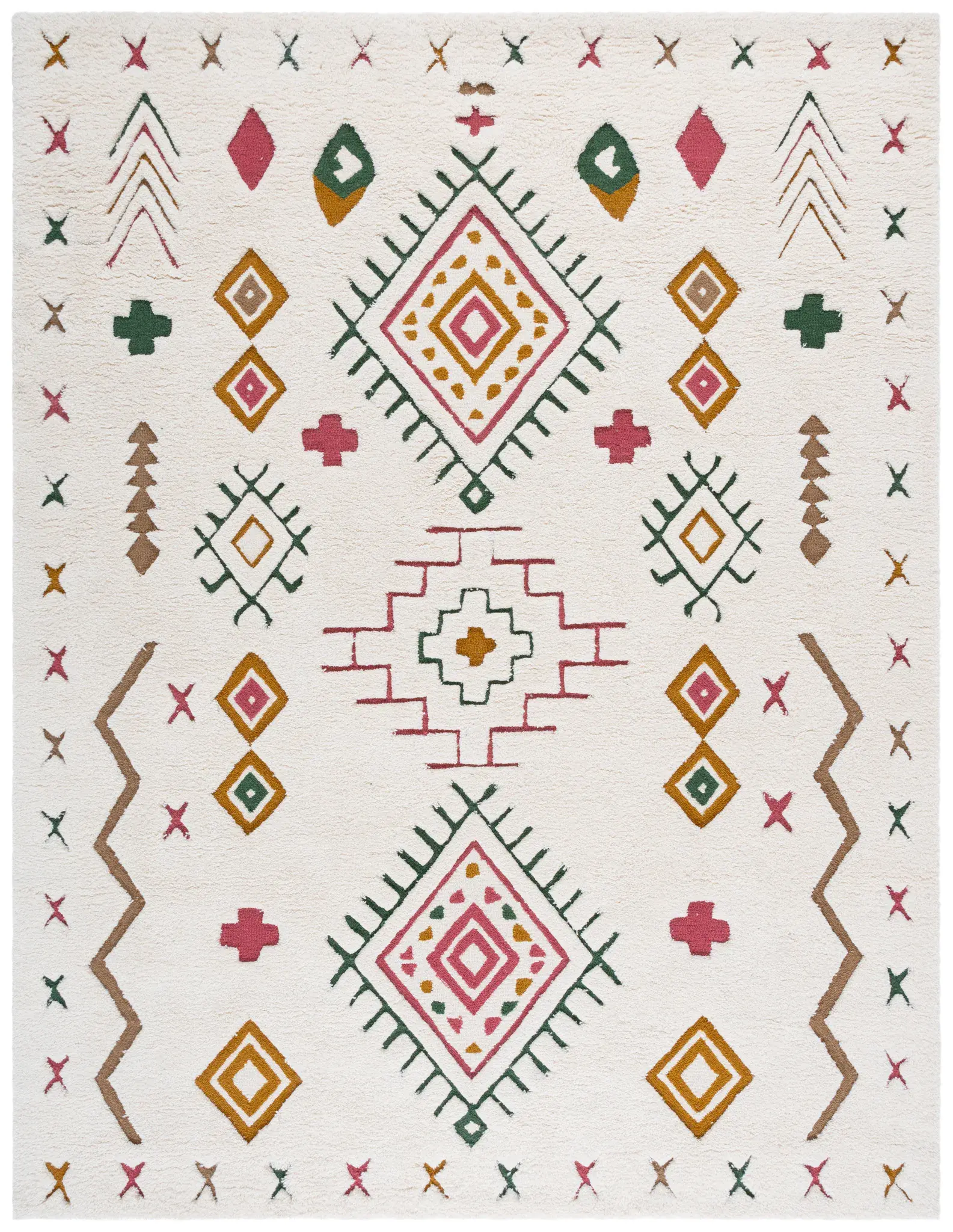 Casablanca Tribal Motif Hand-Tufted Shag Wool Rug