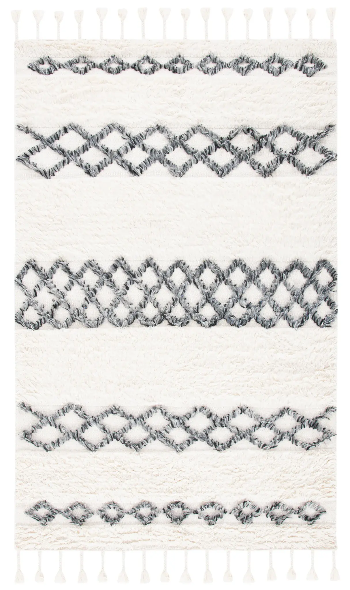 Casablanca Diamond Banded Hand-Loomed Wool Rug