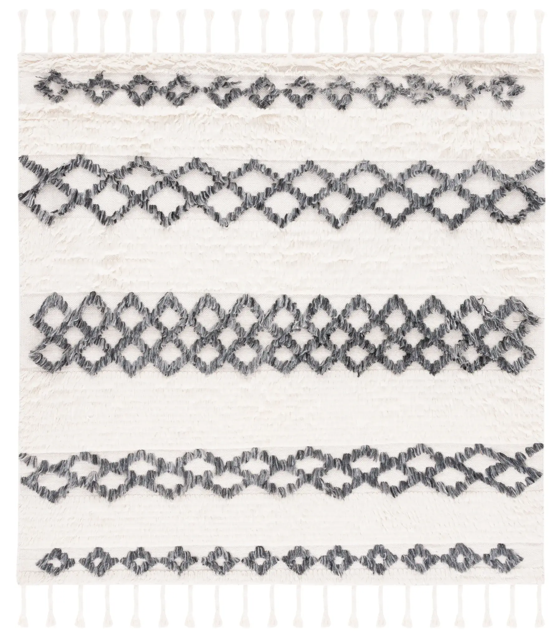 Casablanca Diamond Banded Hand-Loomed Wool Rug