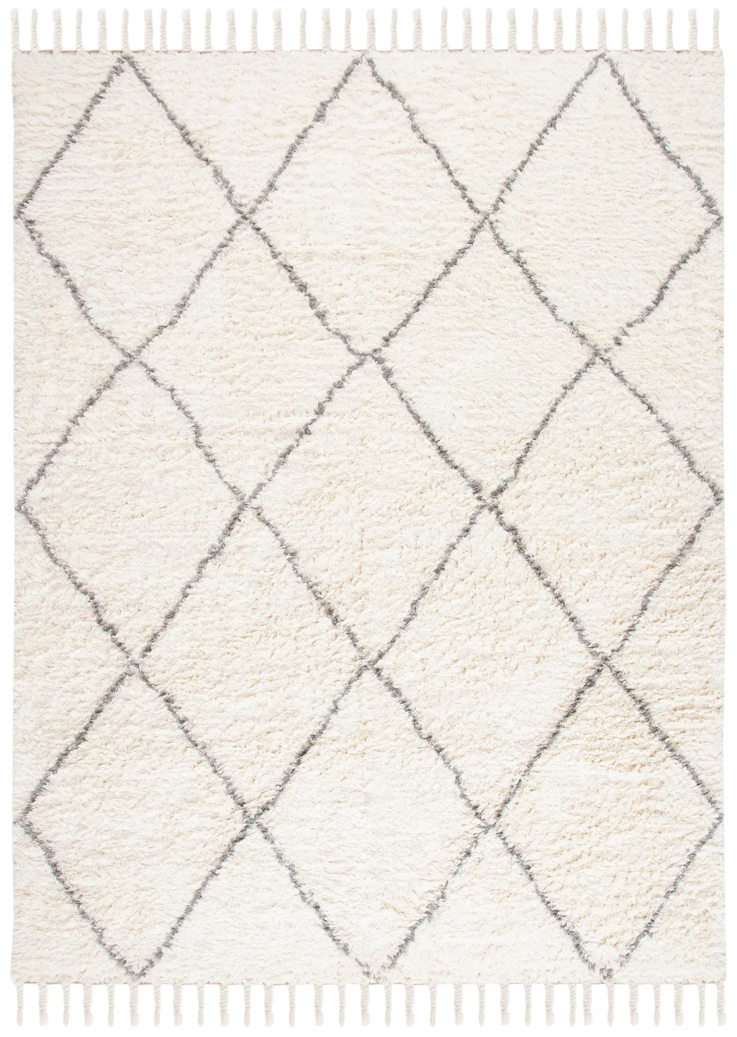 Casablanca Diamond Trellis Hand-Woven Shag Wool Rug
