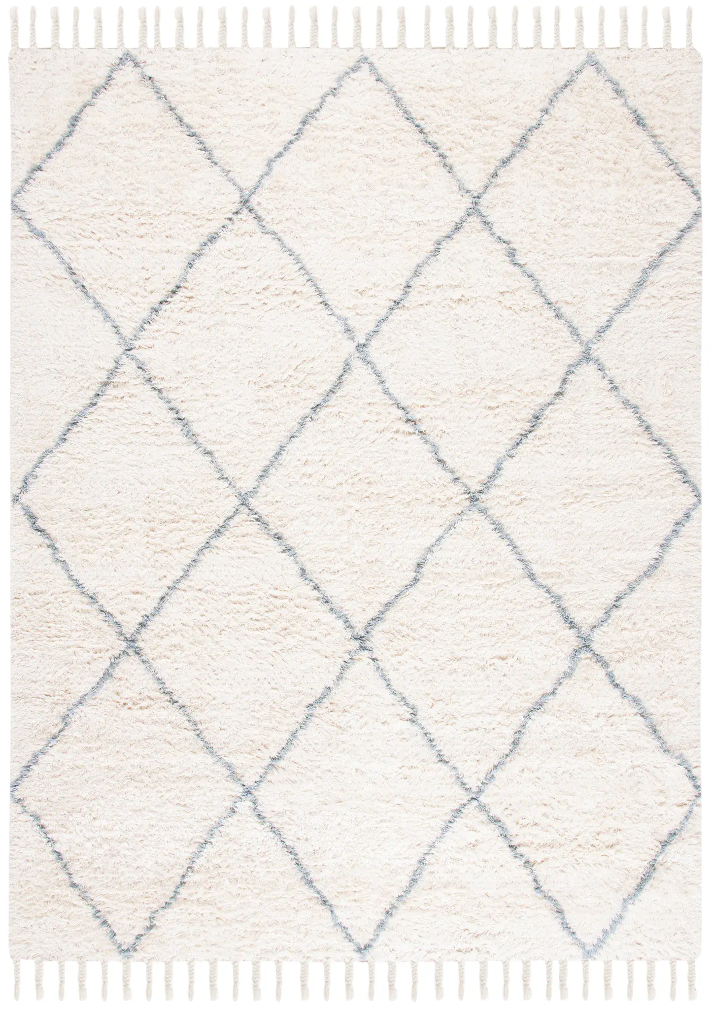 Casablanca Diamond Trellis Hand-Woven Shag Wool Rug