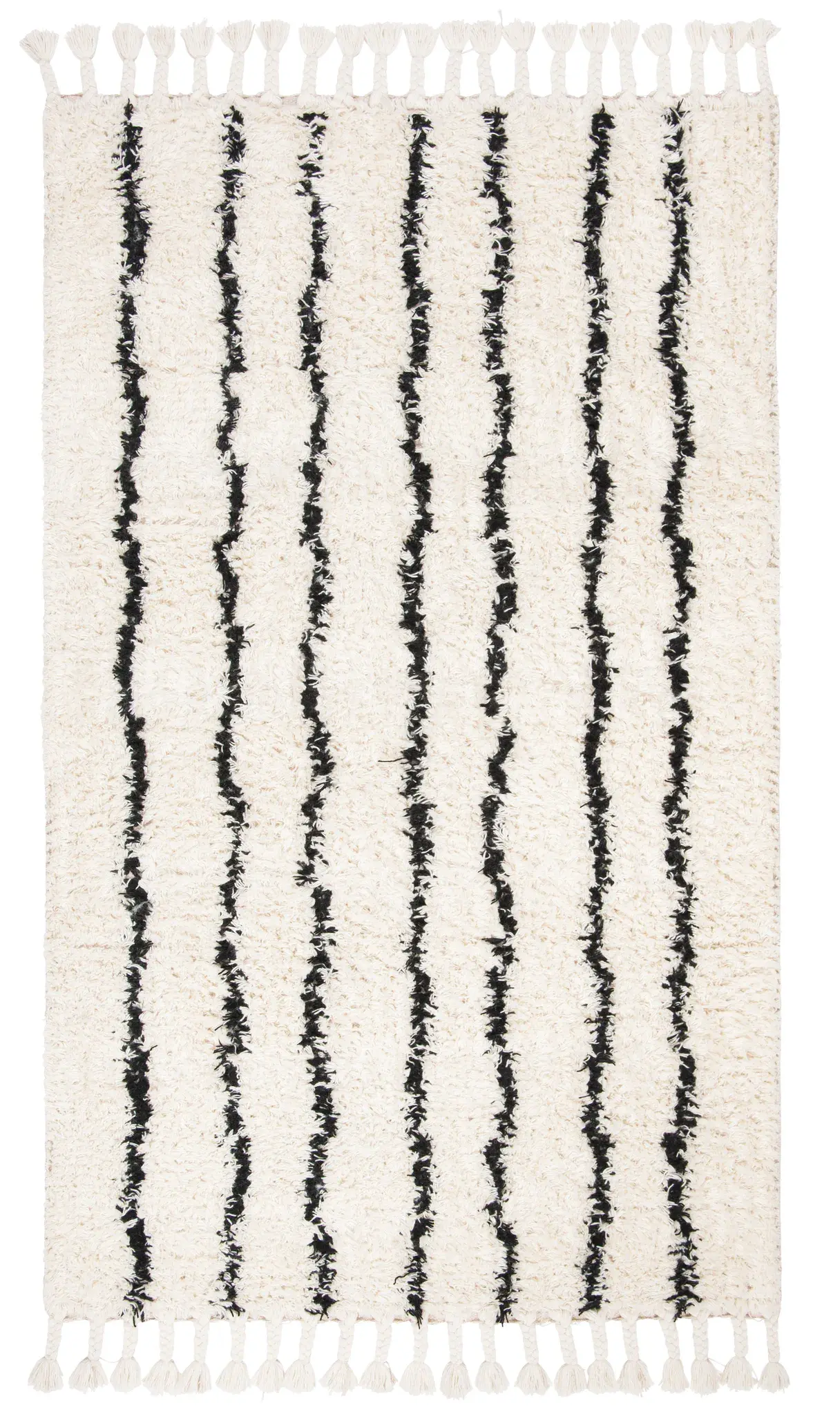 Casablanca Striped Hand-Woven Shag Wool Rug