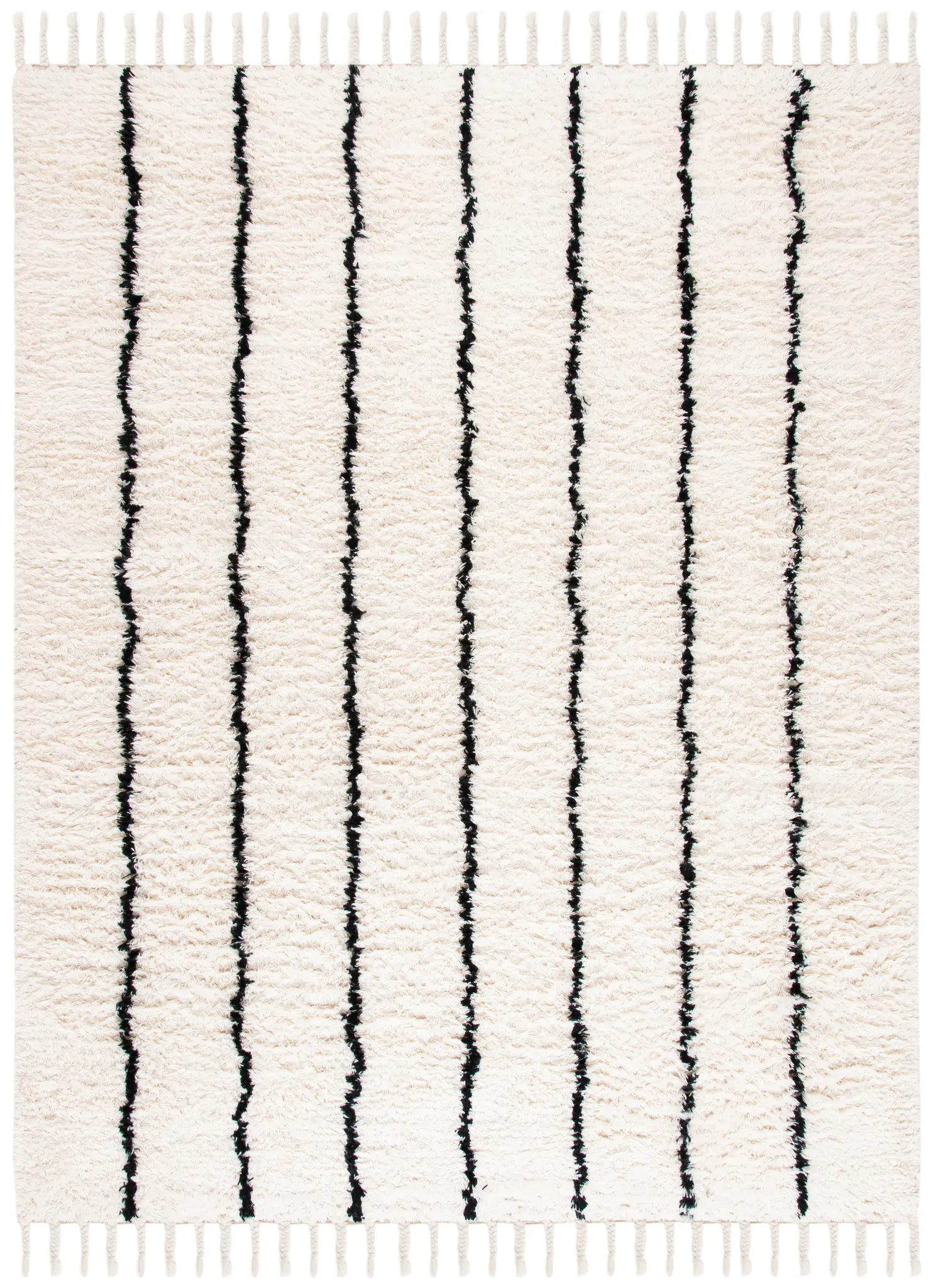 Casablanca Striped Hand-Woven Shag Wool Rug