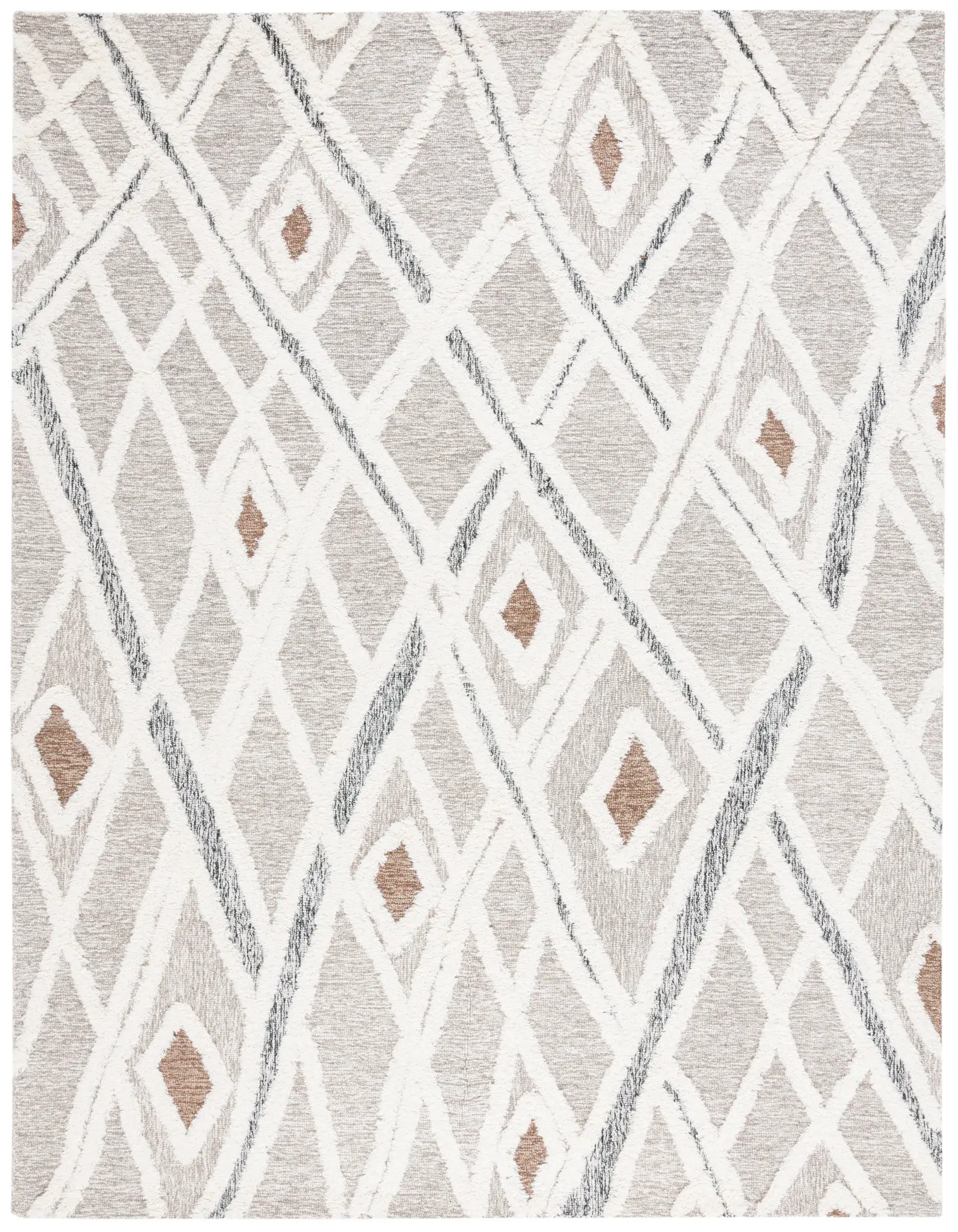 Casablanca Tribal Diamond Hand-Tufted Shag Wool Rug
