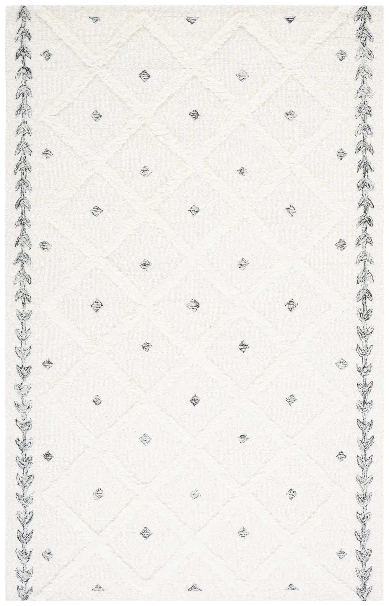 Casablanca Diamond Vine Border Hand-Tufted Wool Rug