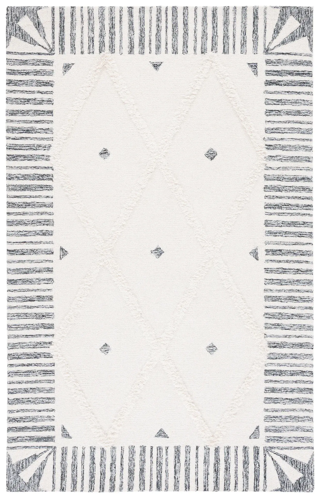 Casablanca Diamond Border Hand-Tufted Wool Rug