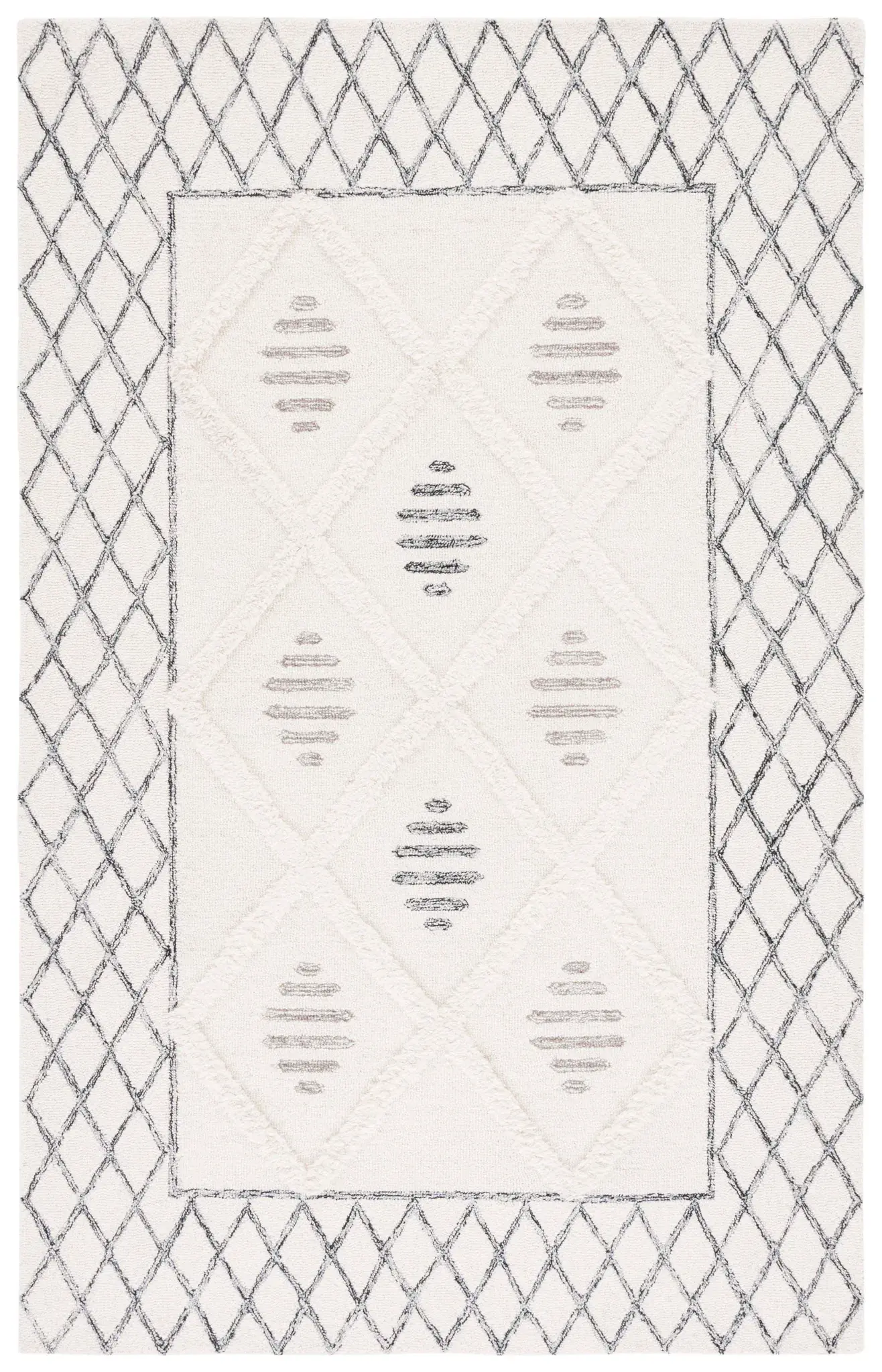 Casablanca Diamond Trellis Border Hand-Tufted Wool Rug