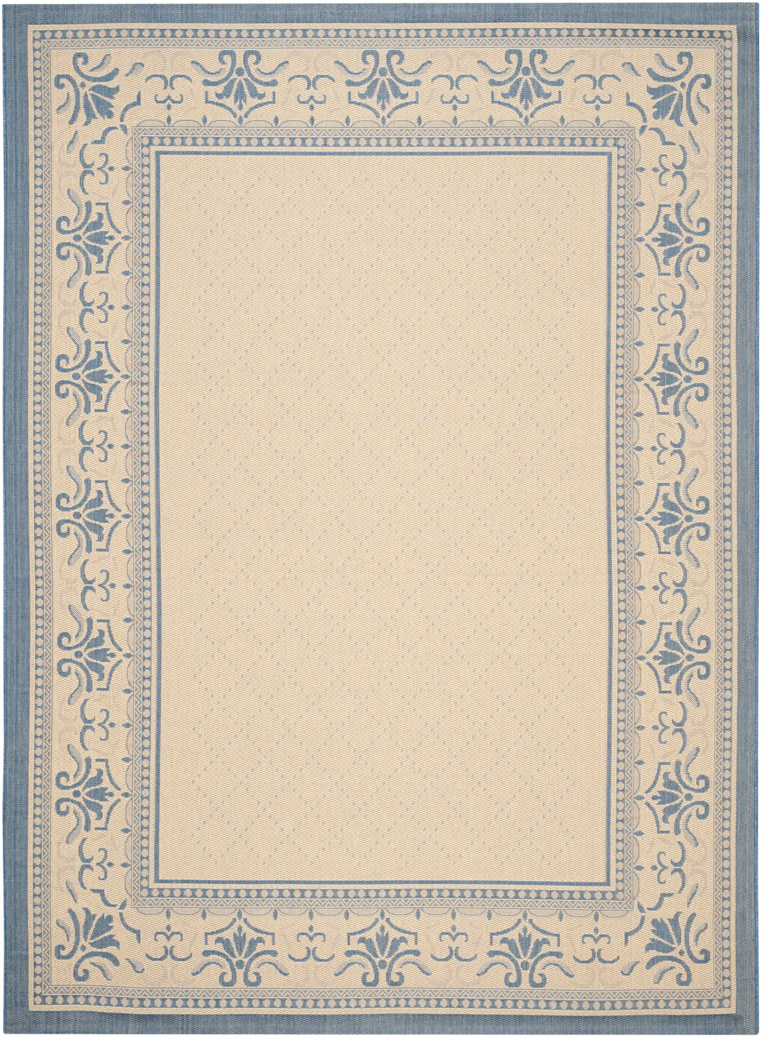 Courtyard Scroll Bordered Outdoor Rug
