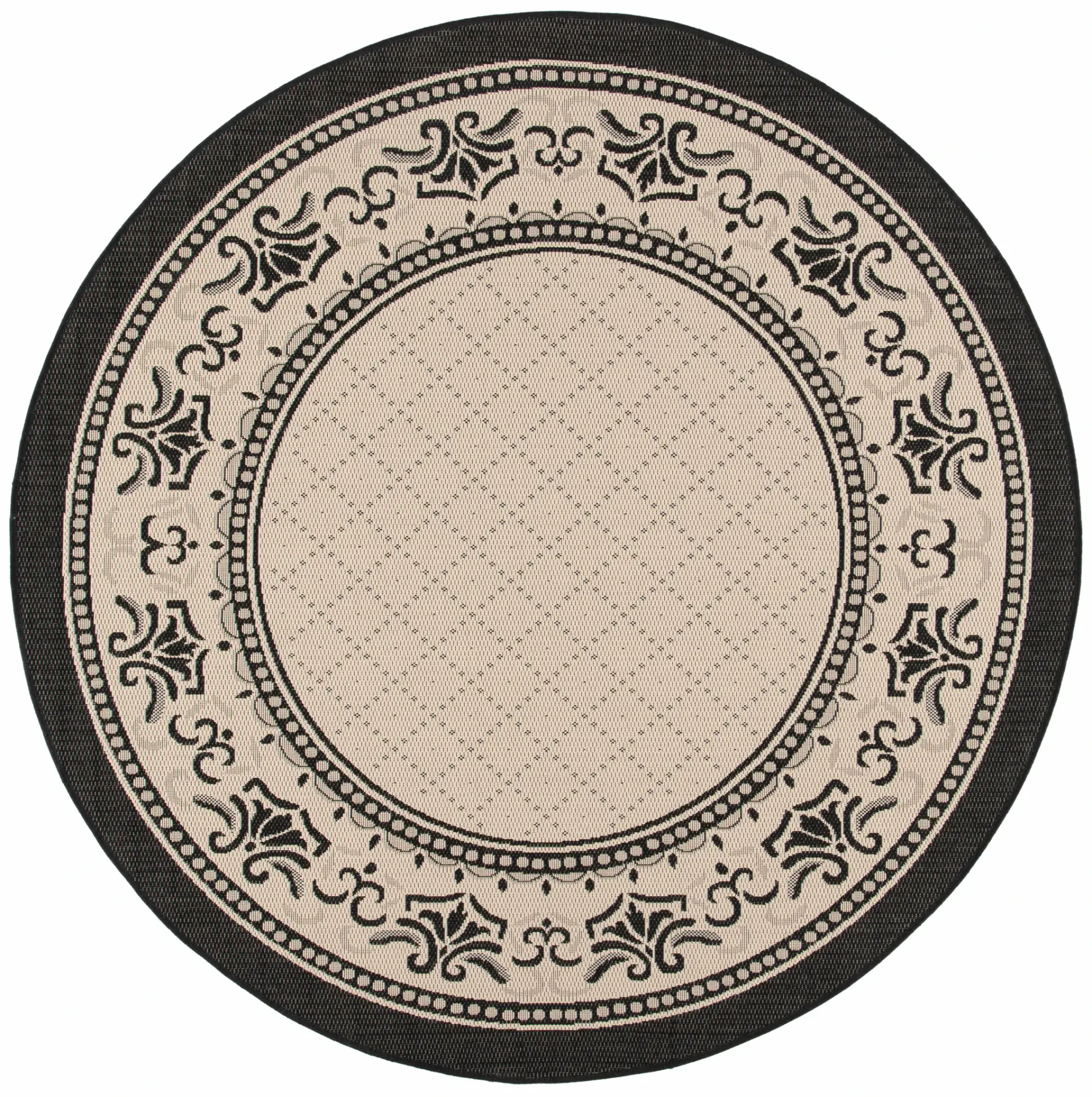 Courtyard Scroll Bordered Outdoor Rug