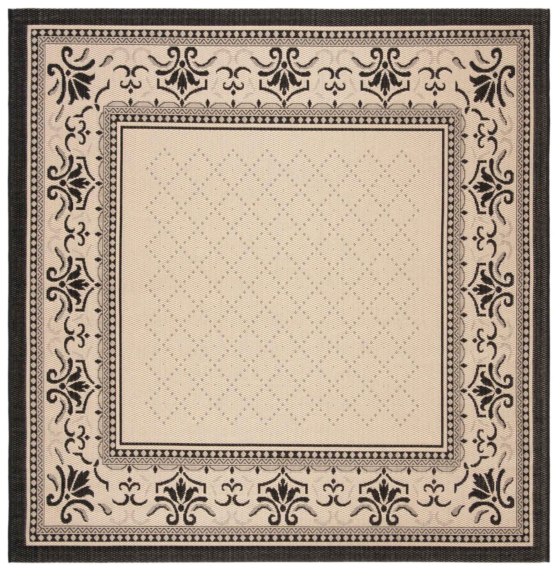 Courtyard Scroll Bordered Outdoor Rug