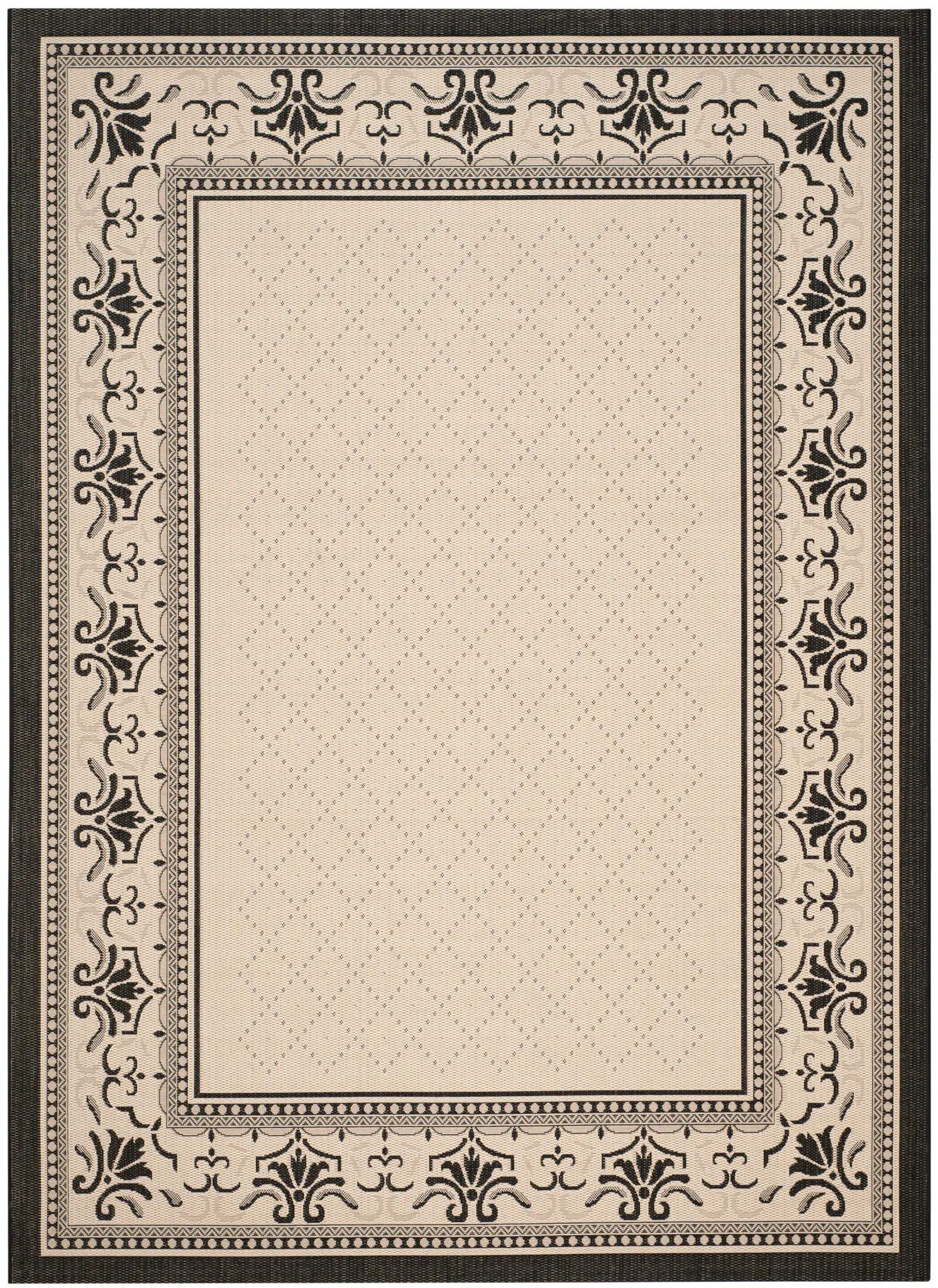Courtyard Scroll Bordered Outdoor Rug