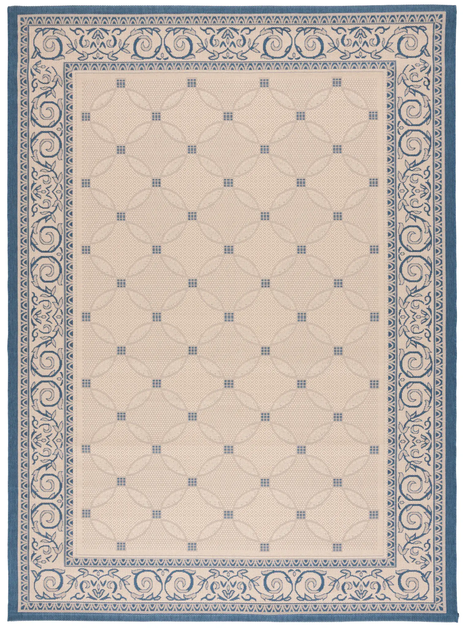 Courtyard Interlocking Ring Bordered Outdoor Rug
