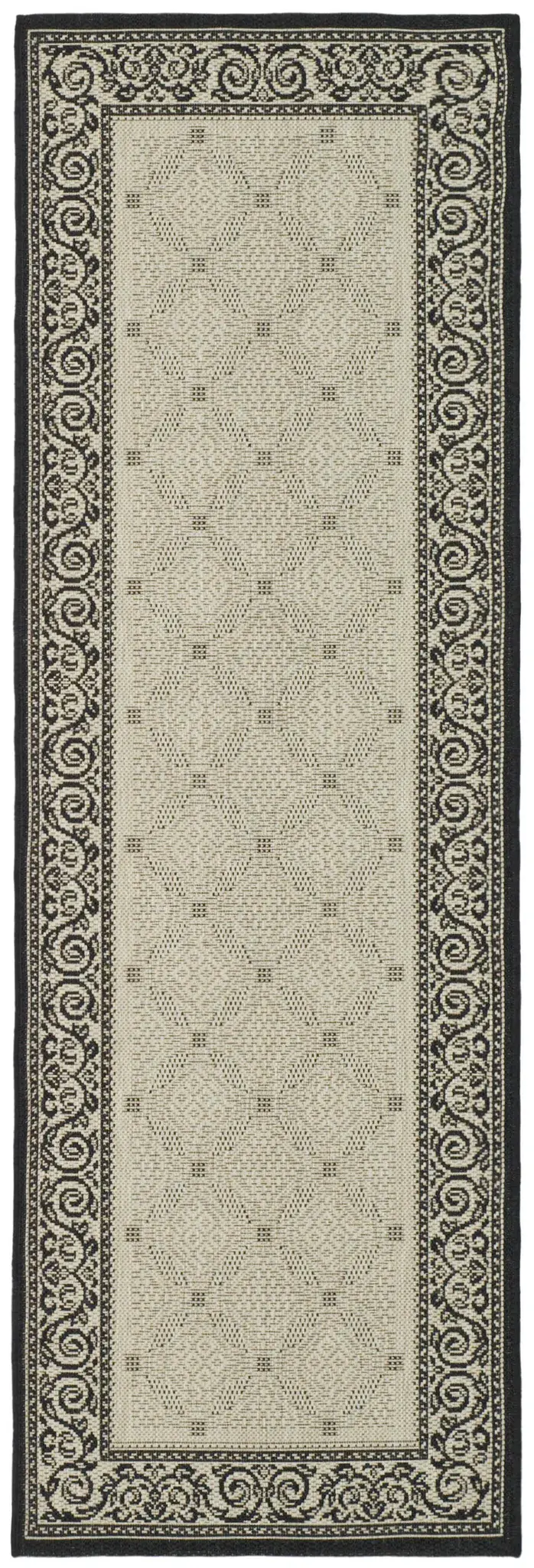 Courtyard Interlocking Ring Bordered Outdoor Rug