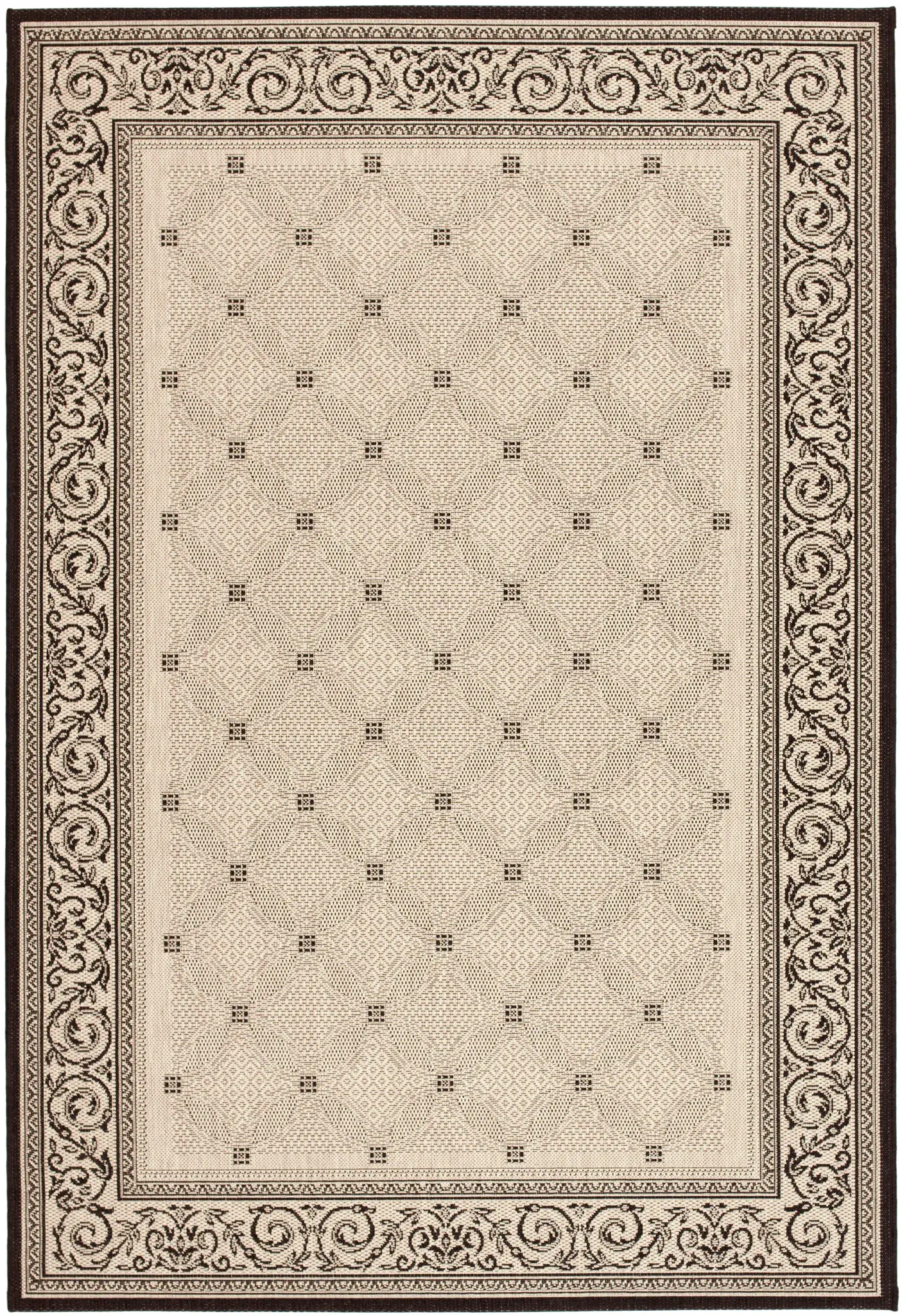 Courtyard Interlocking Ring Bordered Outdoor Rug