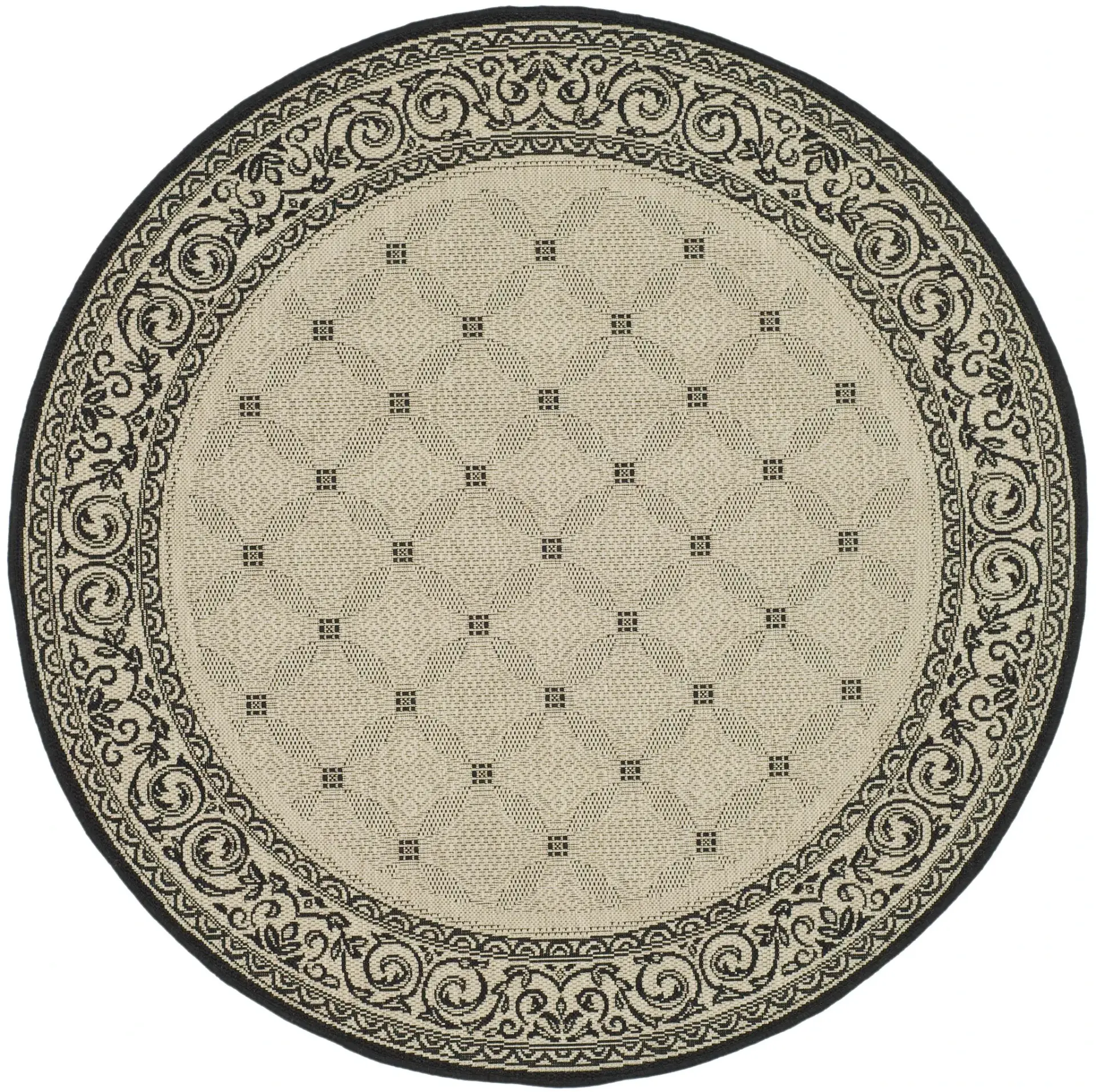 Courtyard Interlocking Ring Bordered Outdoor Rug