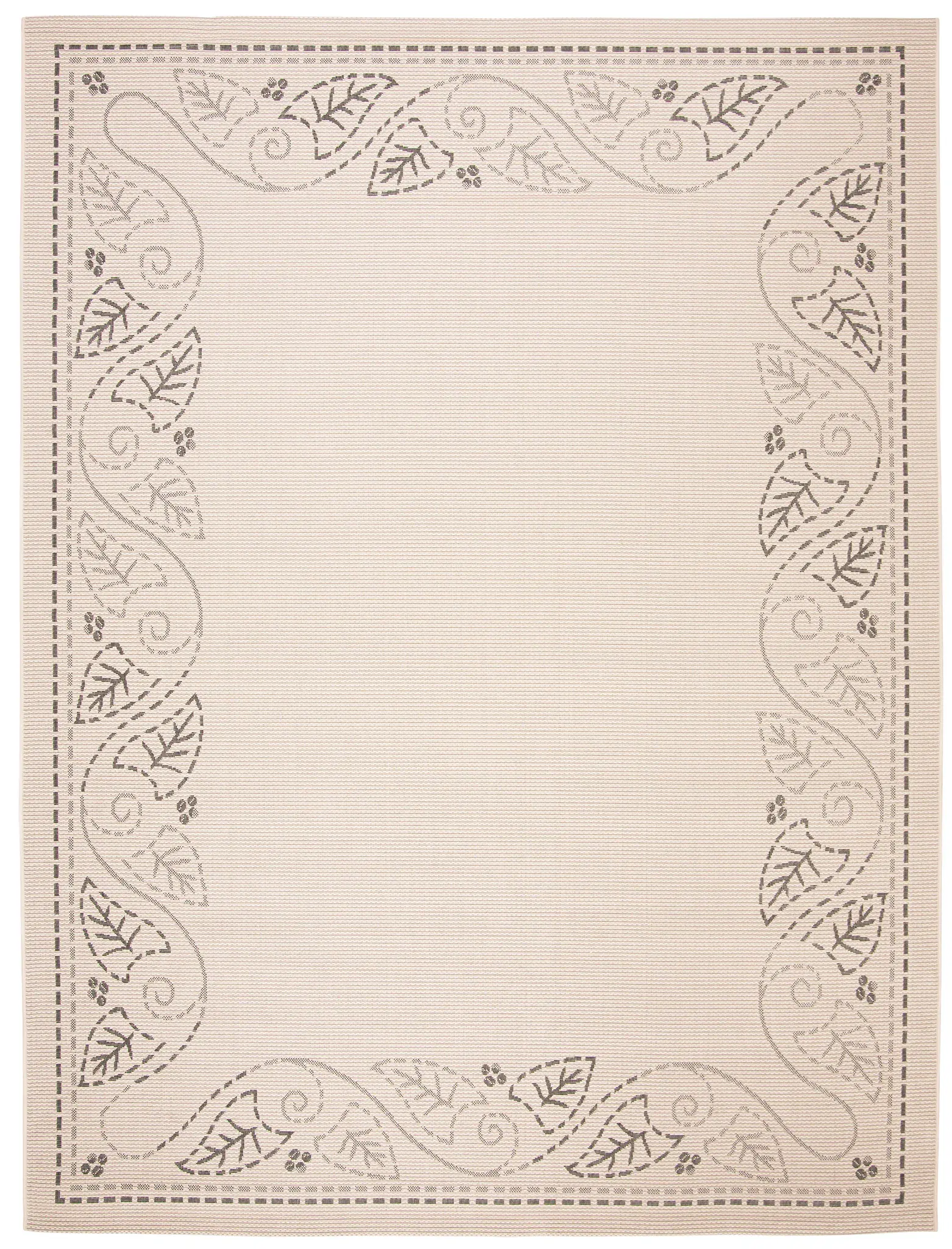 Courtyard Dotted Leaf Border Outdoor Rug