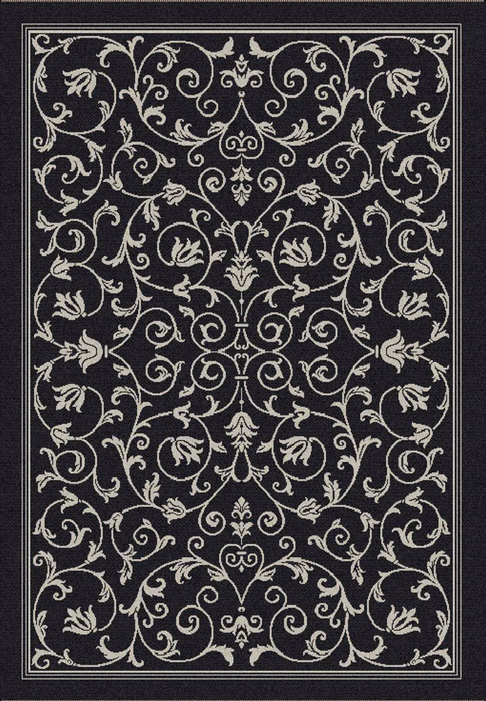 Courtyard Botanical Scroll Outdoor Rug
