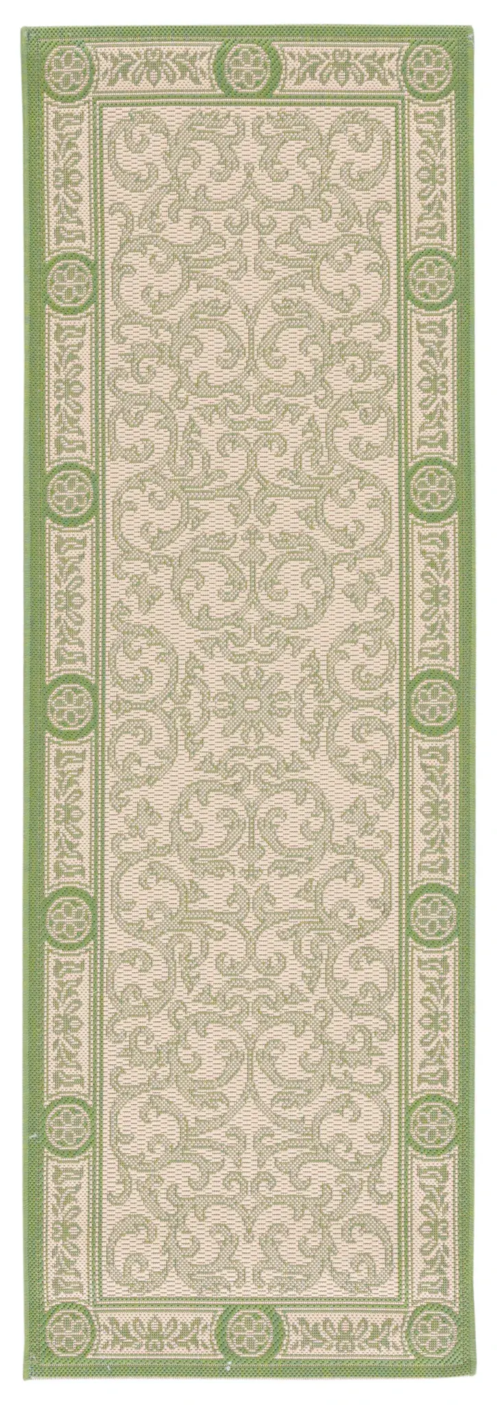 Courtyard Allover Scroll Bordered Outdoor Rug