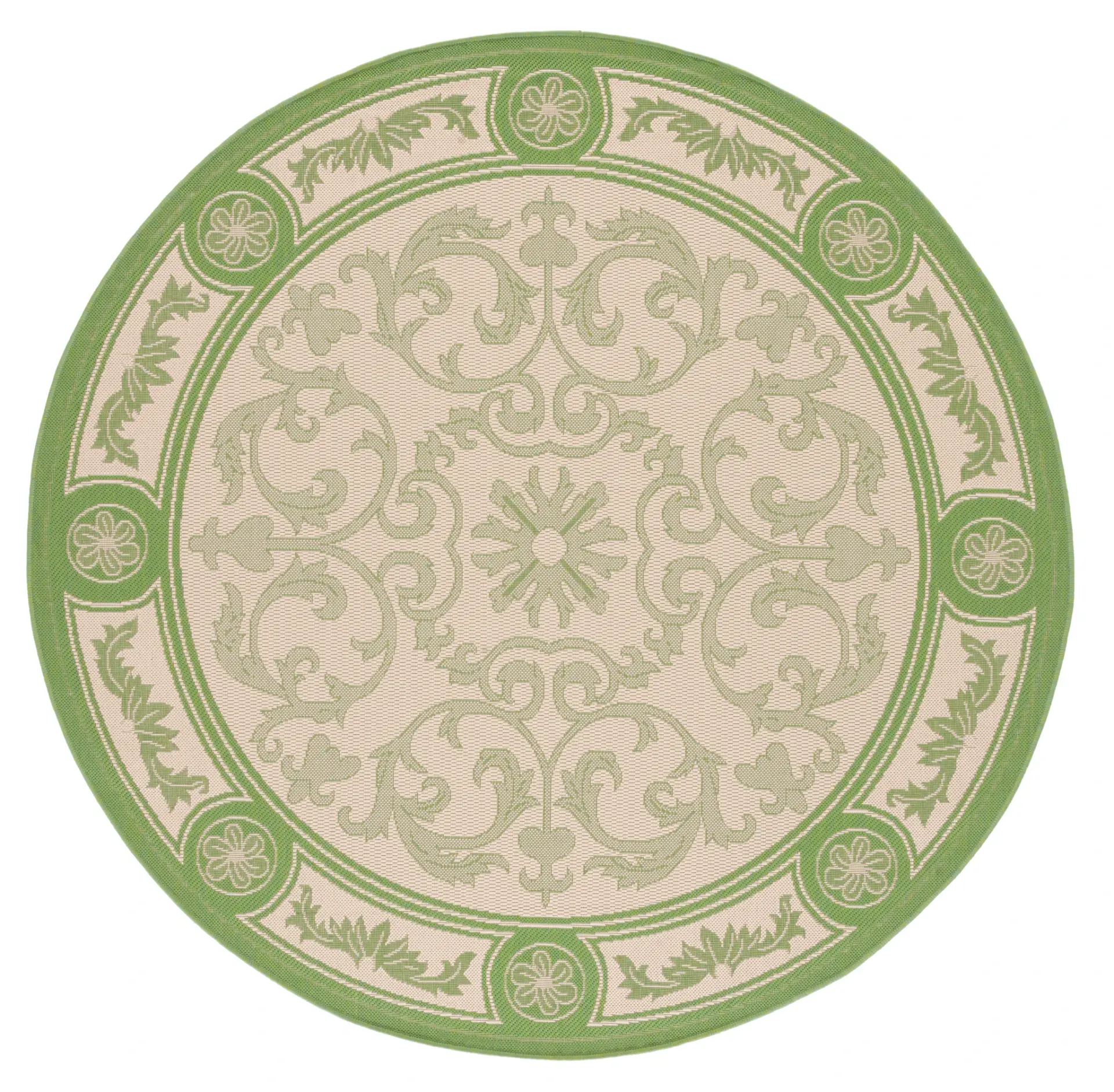 Courtyard Allover Scroll Bordered Outdoor Rug
