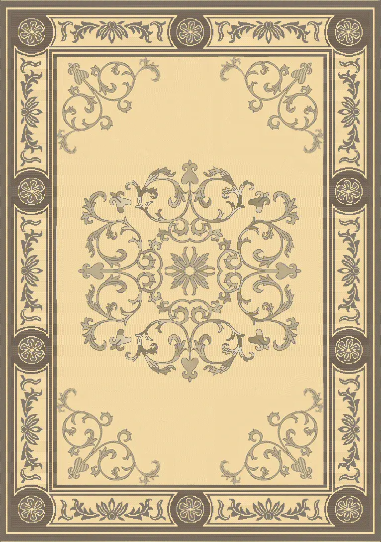 Courtyard Scroll Medallion Outdoor Rug