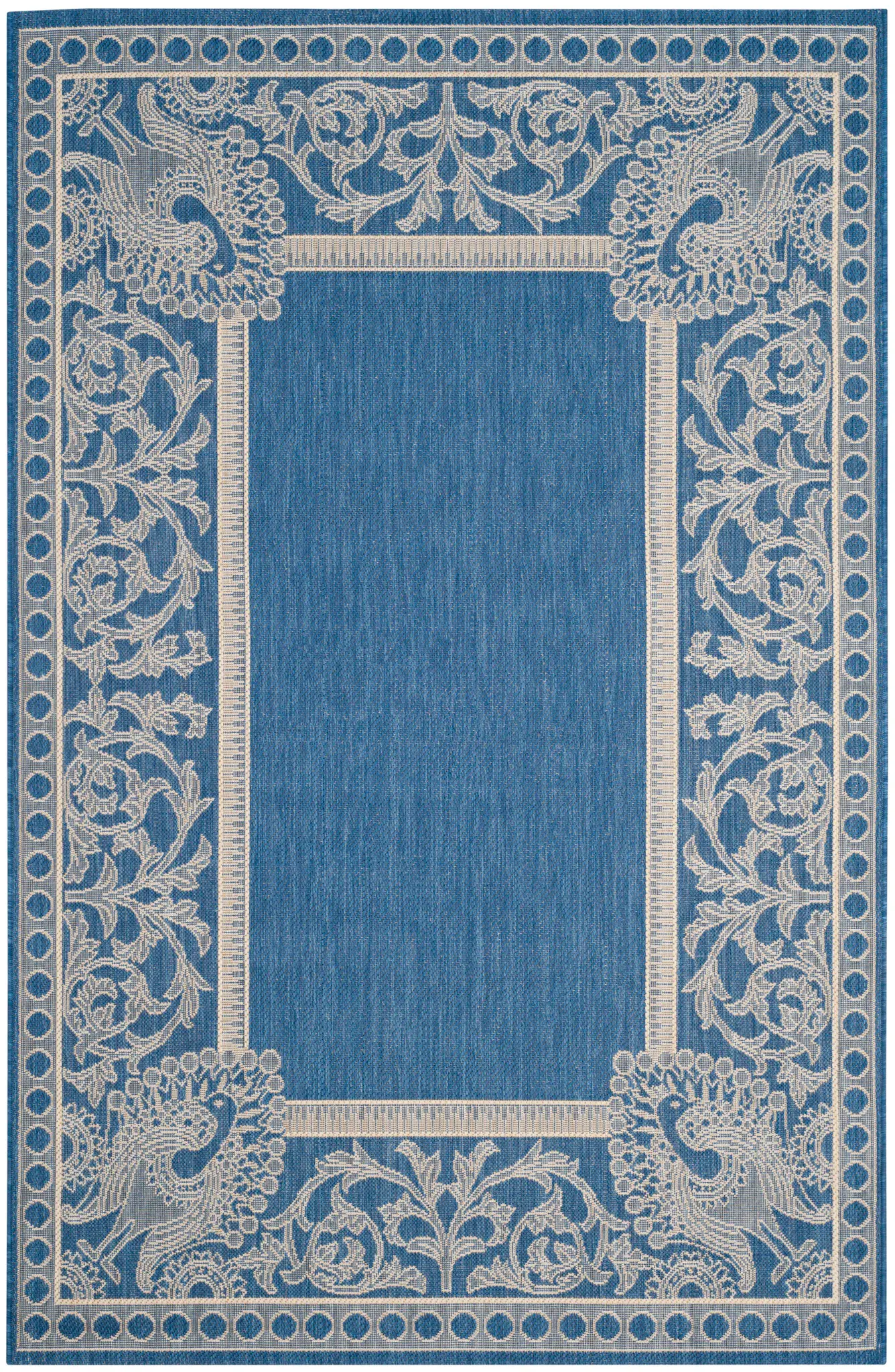 Courtyard Vine And Bird Bordered Outdoor Rug