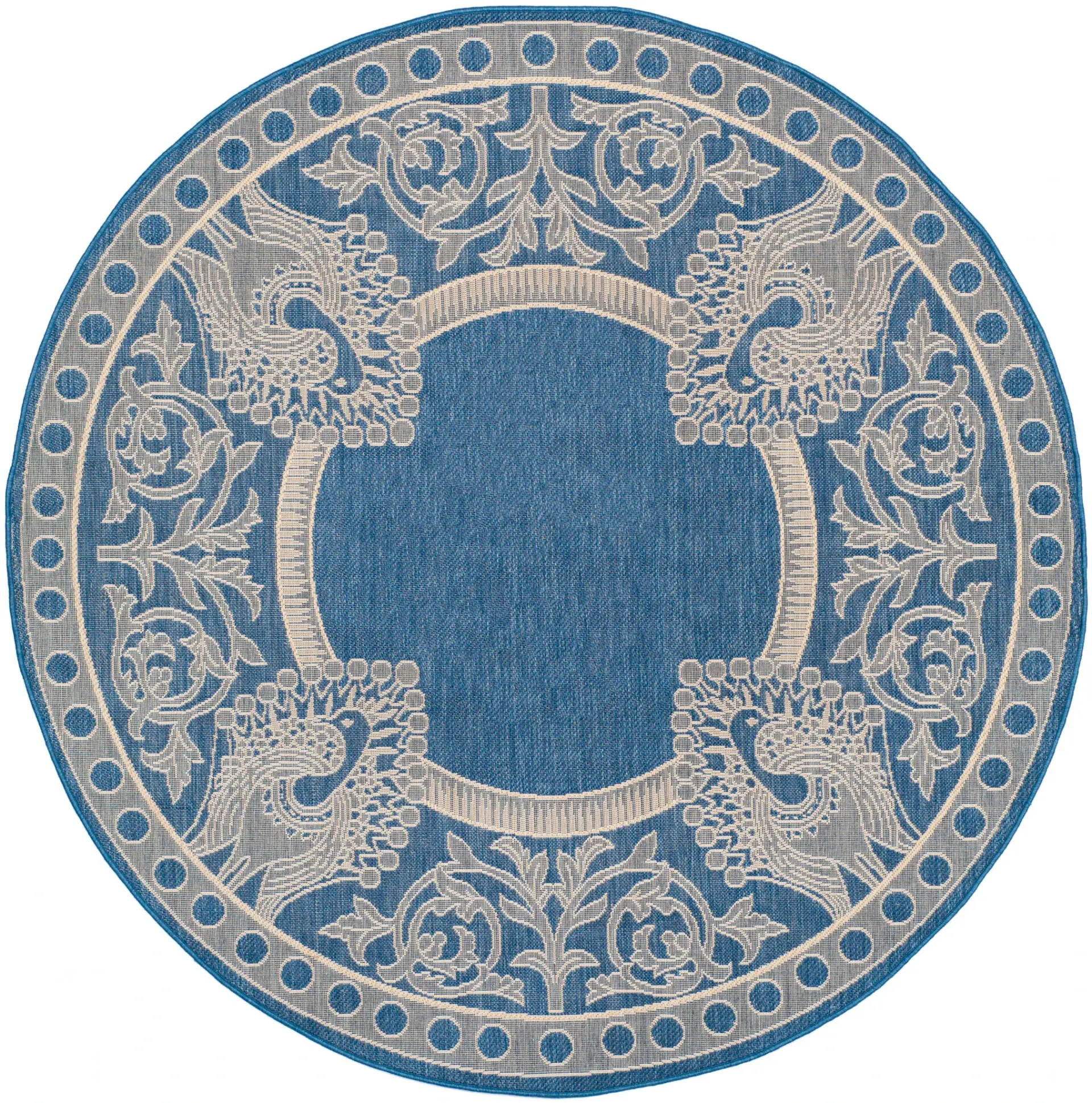 Courtyard Vine And Bird Bordered Outdoor Rug