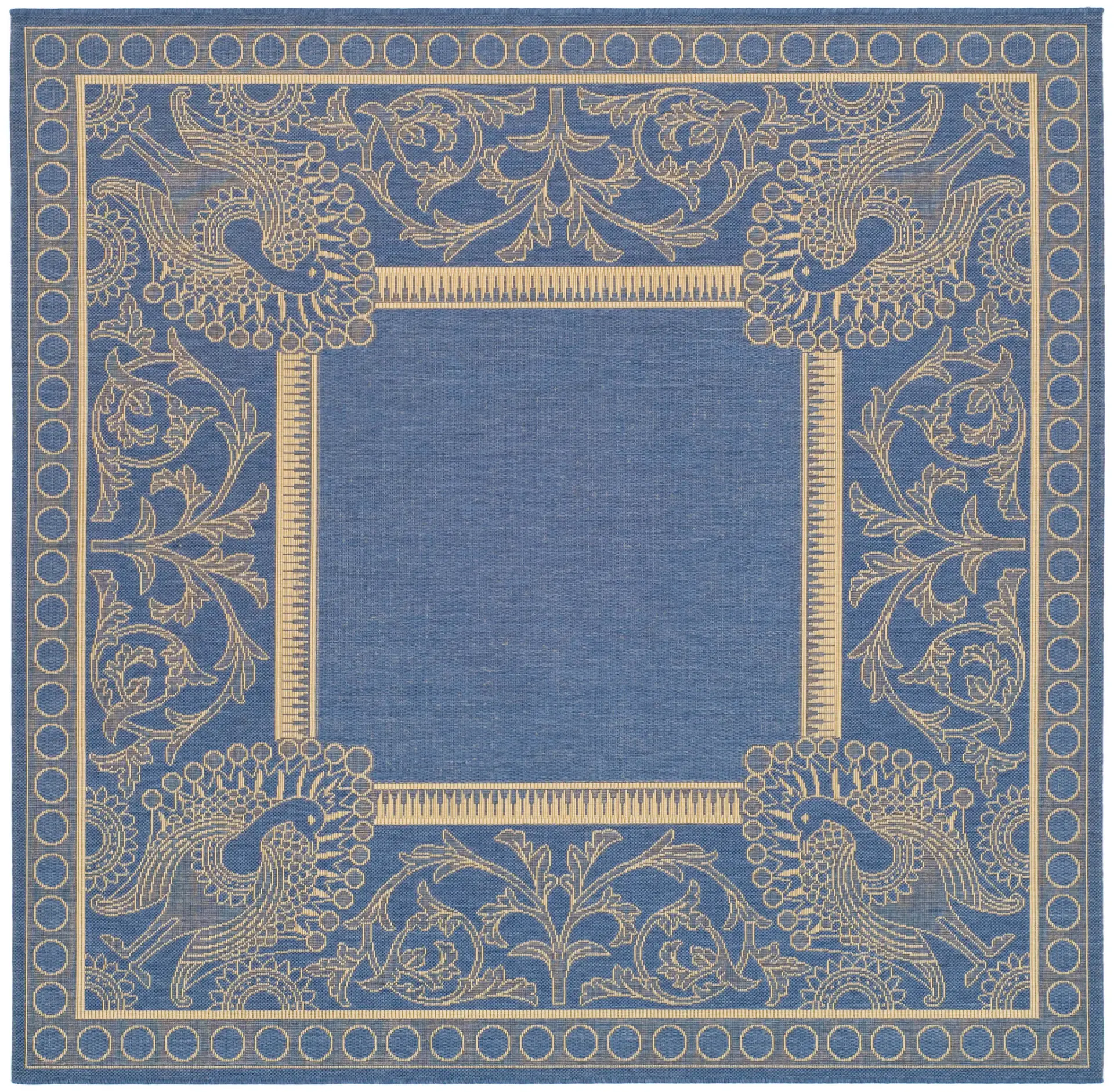 Courtyard Vine And Bird Bordered Outdoor Rug