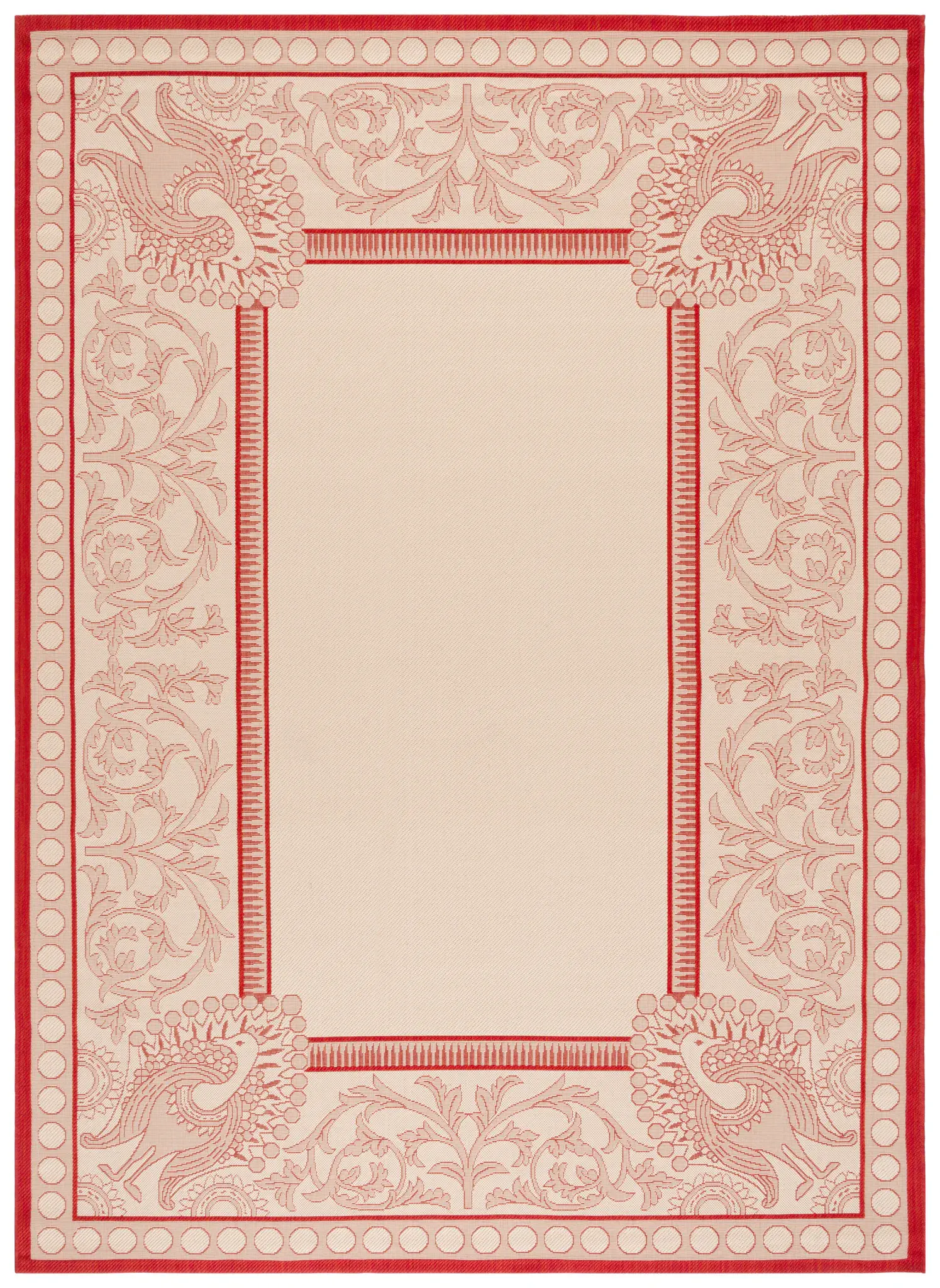 Courtyard Vine And Bird Bordered Outdoor Rug
