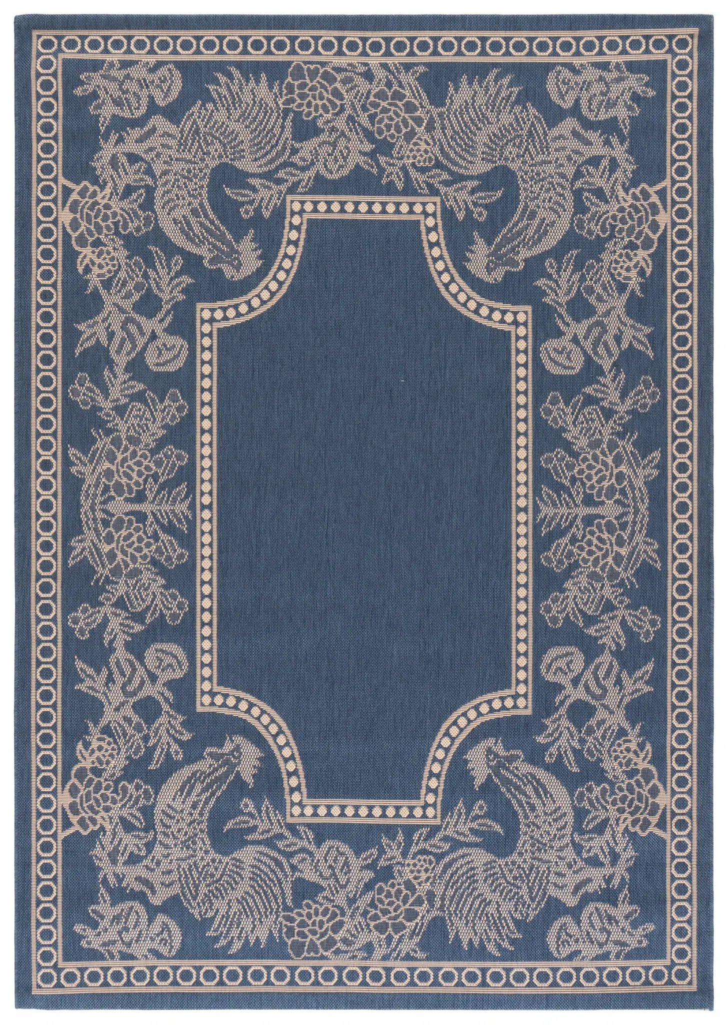 Courtyard Rooster Floral Outdoor Rug