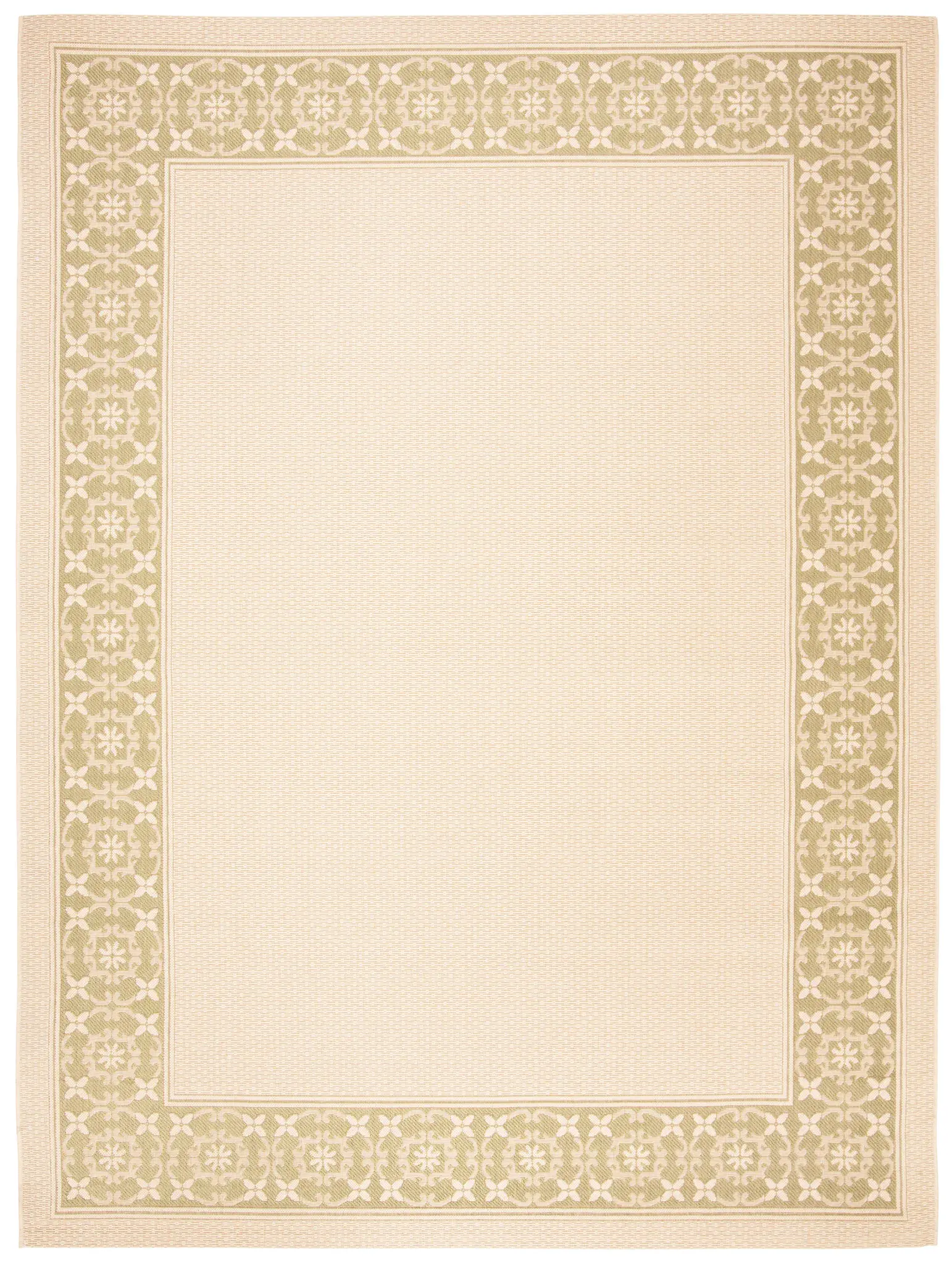 Courtyard Quatrefoil Rosette Border Outdoor Rug