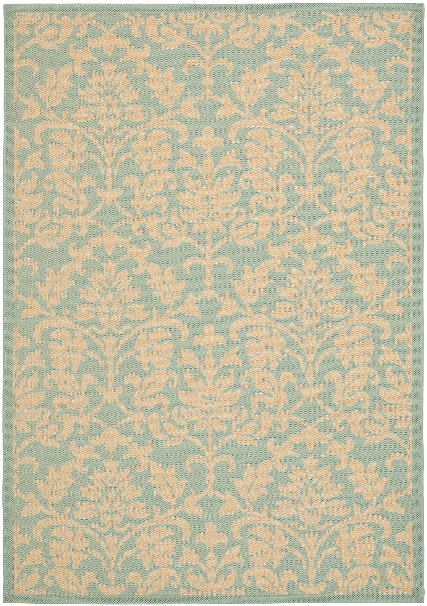 Courtyard Floral Vine Damask Outdoor Rug
