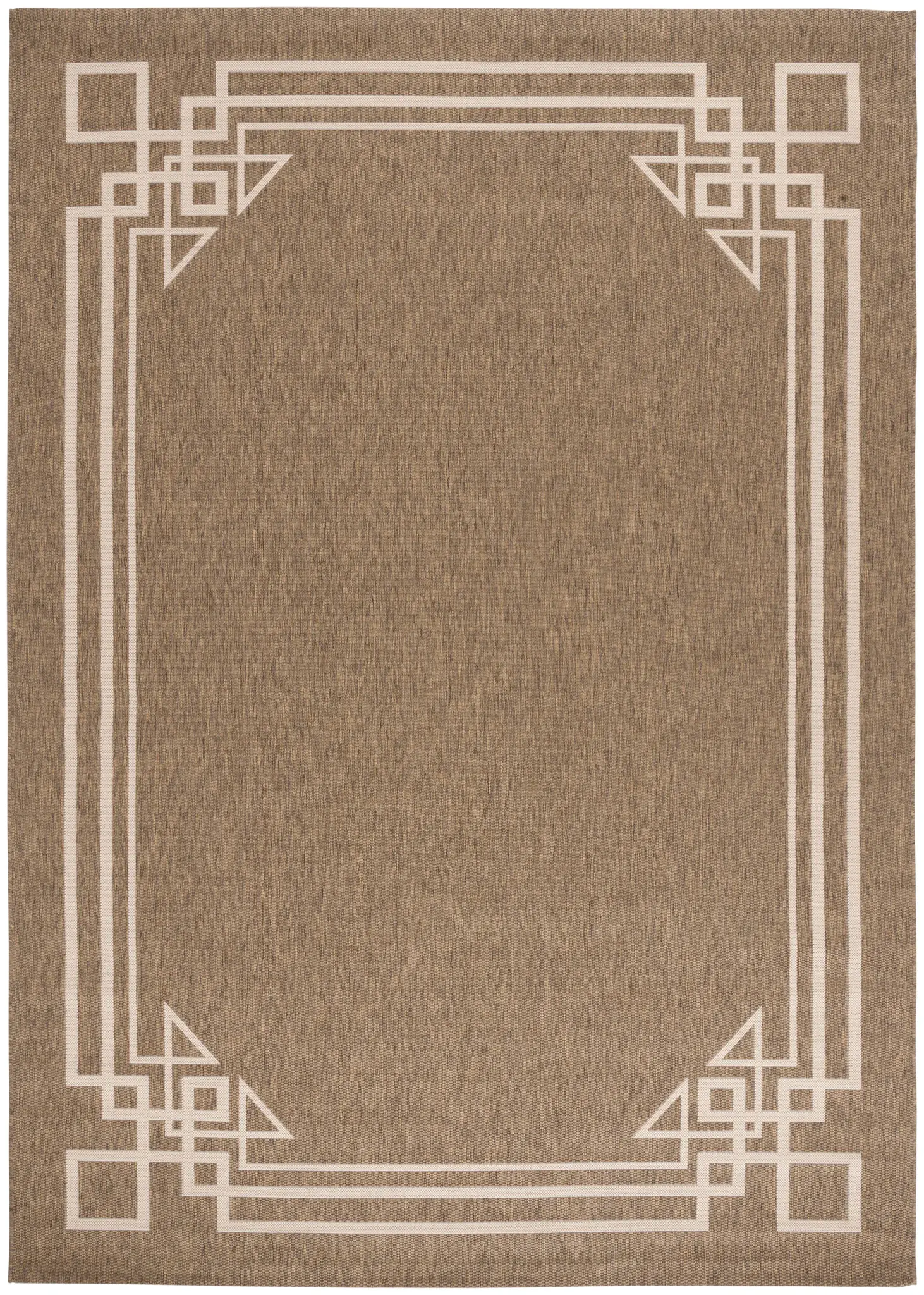 Courtyard Geometric Corner Border Outdoor Rug