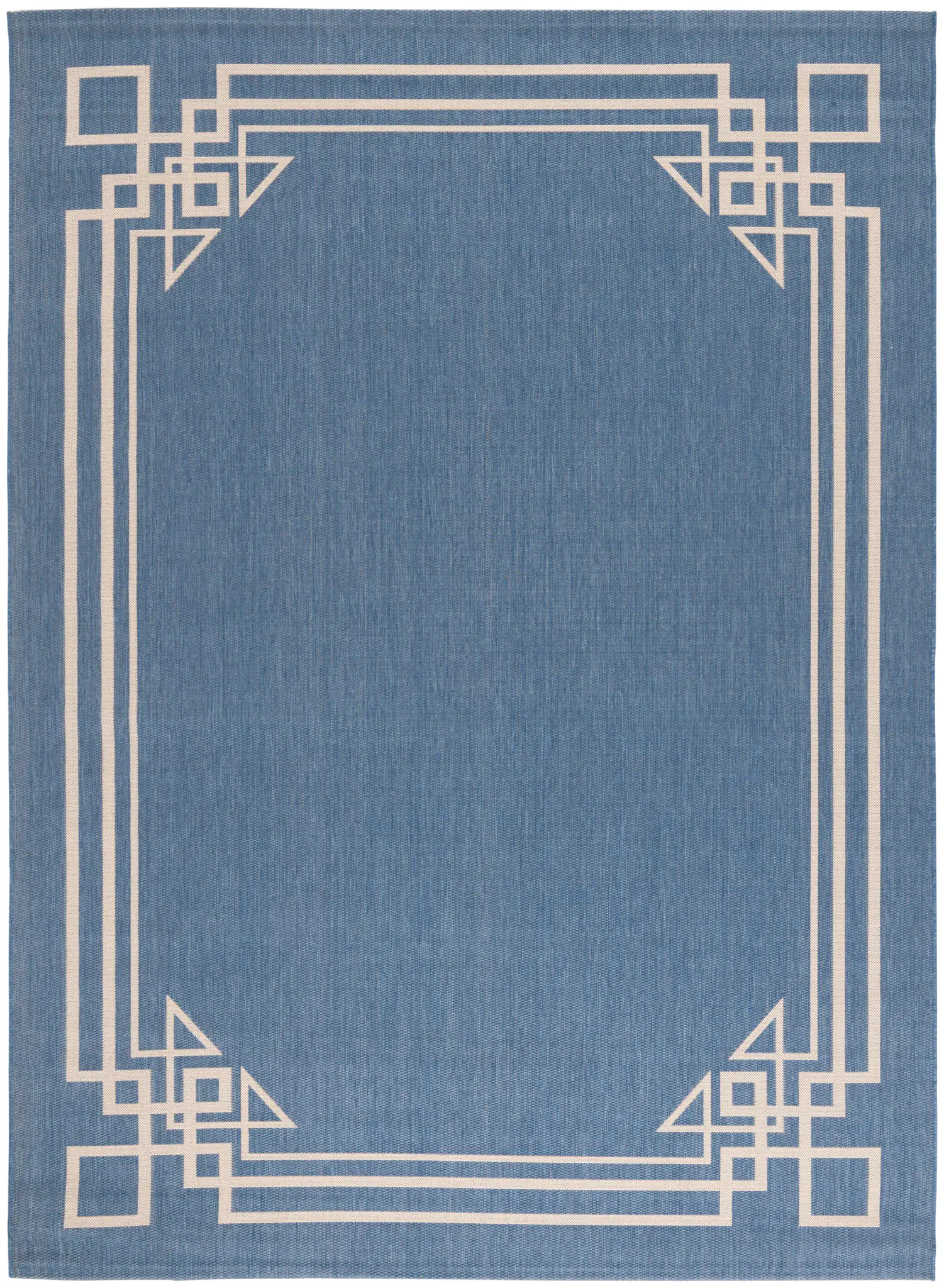 Courtyard Geometric Corner Border Outdoor Rug