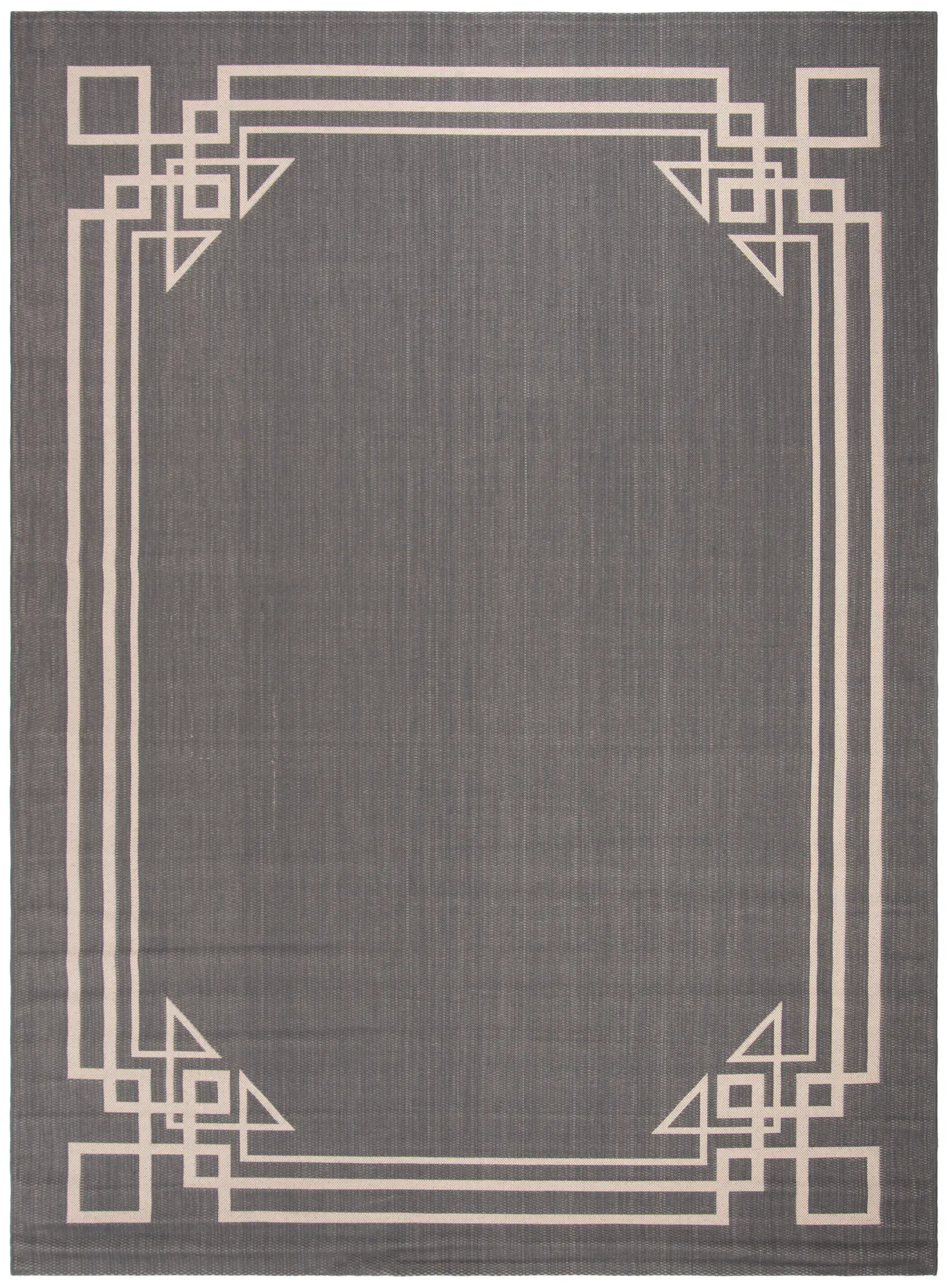Courtyard Geometric Corner Border Outdoor Rug