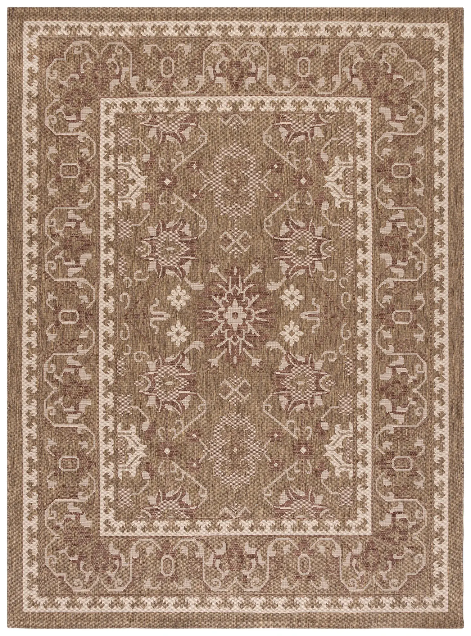 Courtyard Tribal Medallion Bordered Outdoor Rug