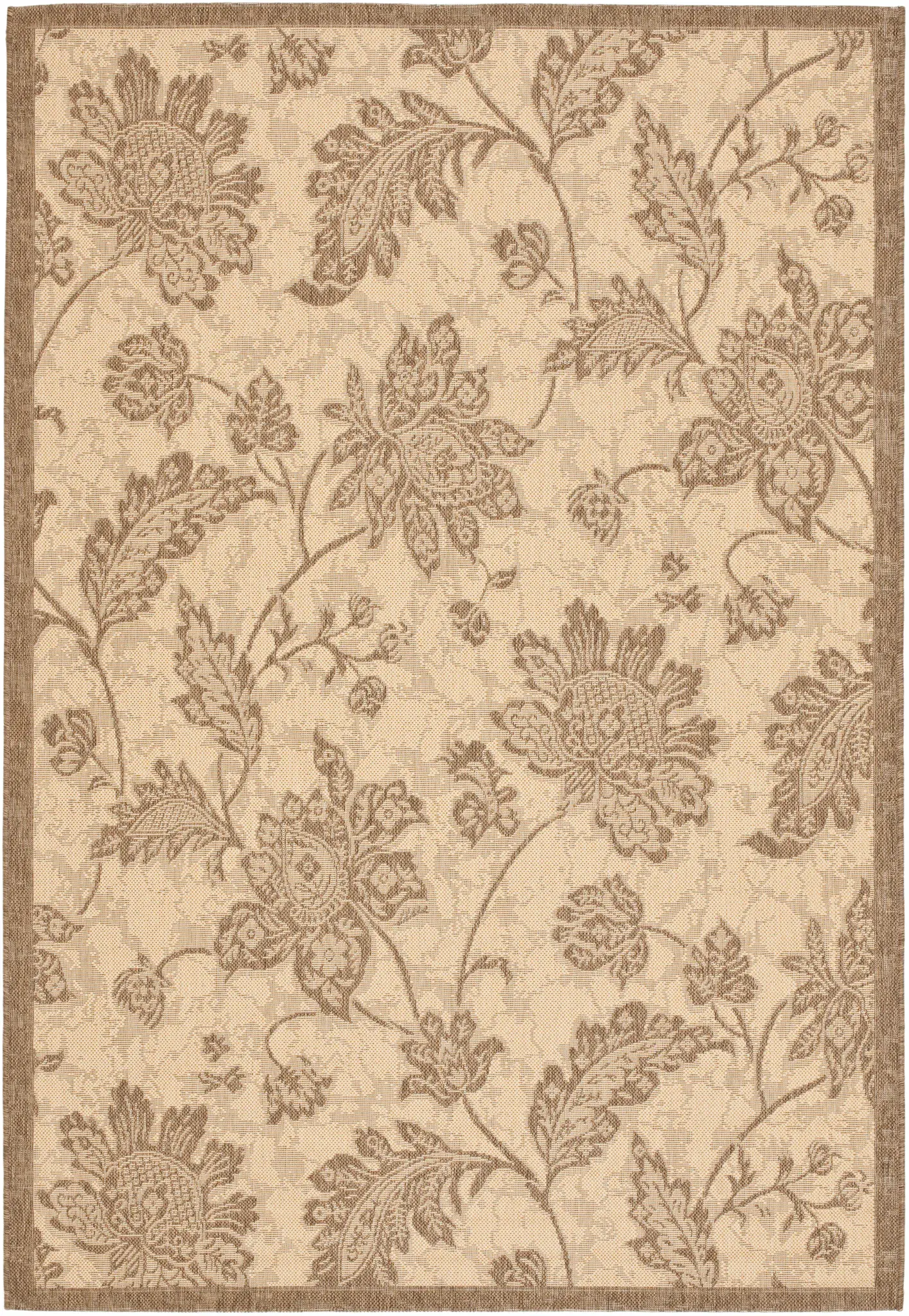 Courtyard Veranda Floral Bordered Outdoor Rug